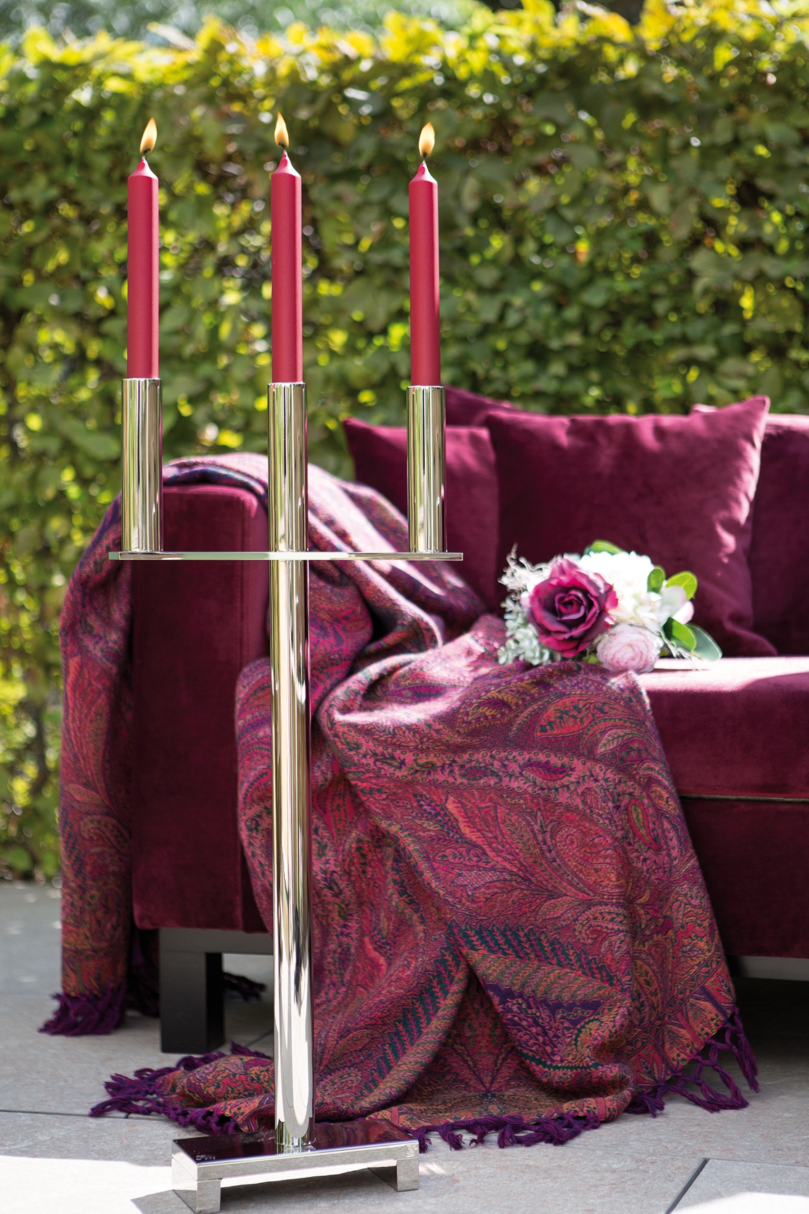 Thumbnail - Fink Standkerzenhalter "MEMPHIS" Bodenleuchter, 3-flammig, vernickelt, Höhe ca. 77,5 cm