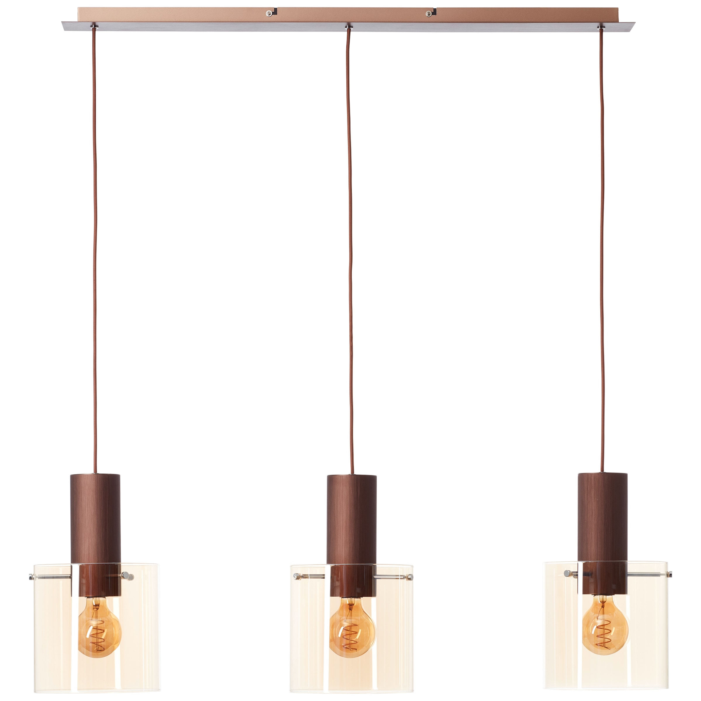 Brilliant Pendelleuchte »Petje« E27 1 Stk. 90 x 20 x 120 cm, E27, Metall Glas, Kaffee Bernstein