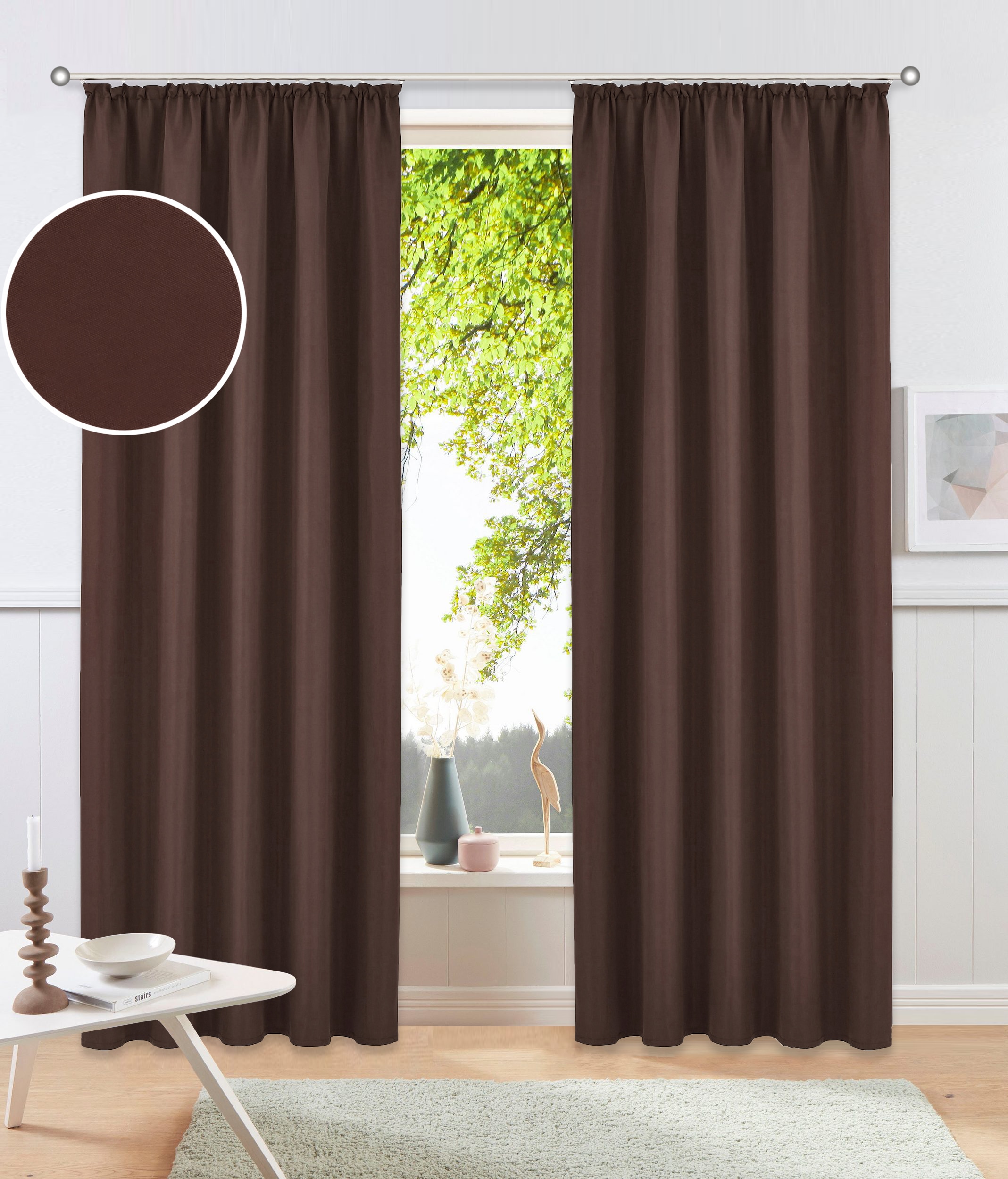 OTTO home Vorhang "Parry" Kräuselband 2 Stk. tlg. 2-er Set, blickdicht, monochrom, basic, einfarbig, Bestseller