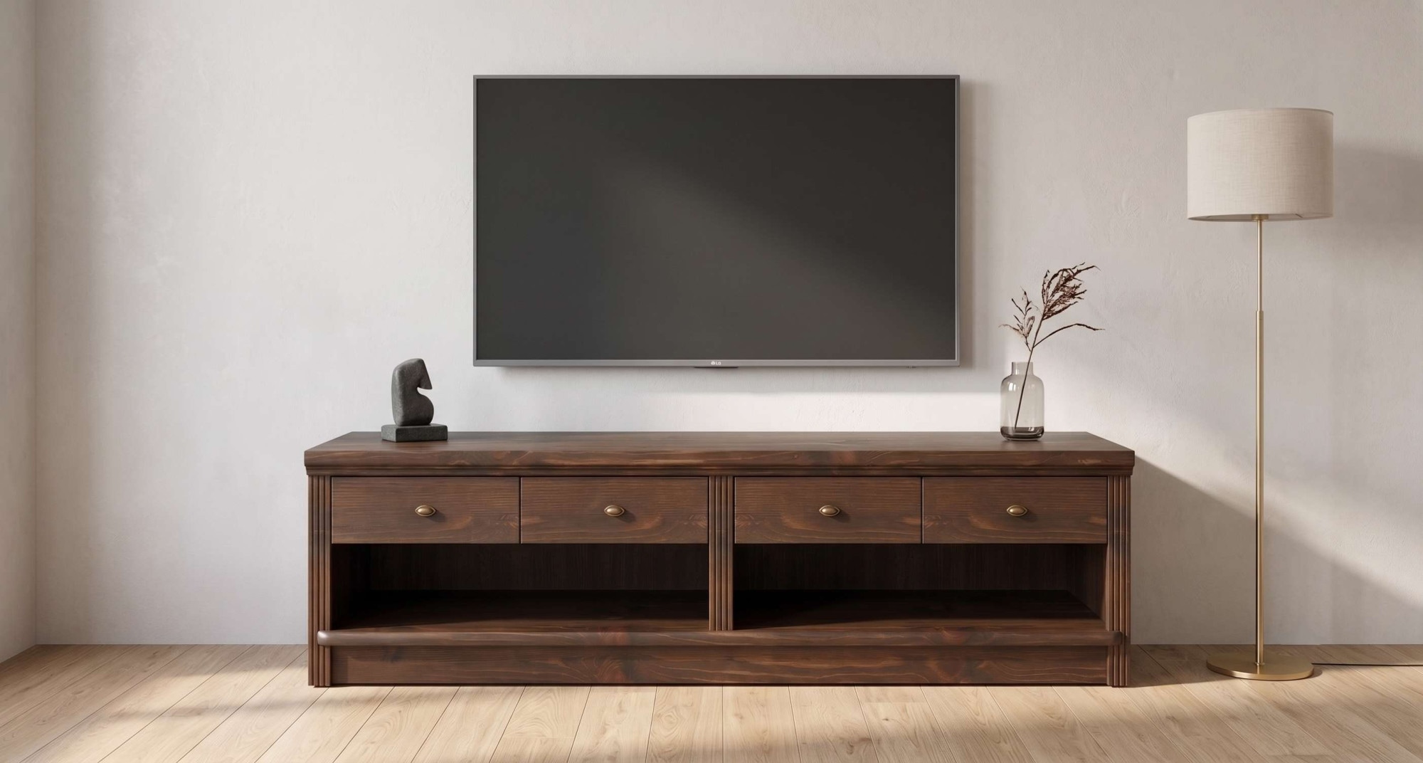 OTTO home Lowboard "Soeren TV-Kommode" B/T/H: 158/45/45 cm, aus massiver Kiefer, mit 2 Schubladen, FSC-zertifiziert