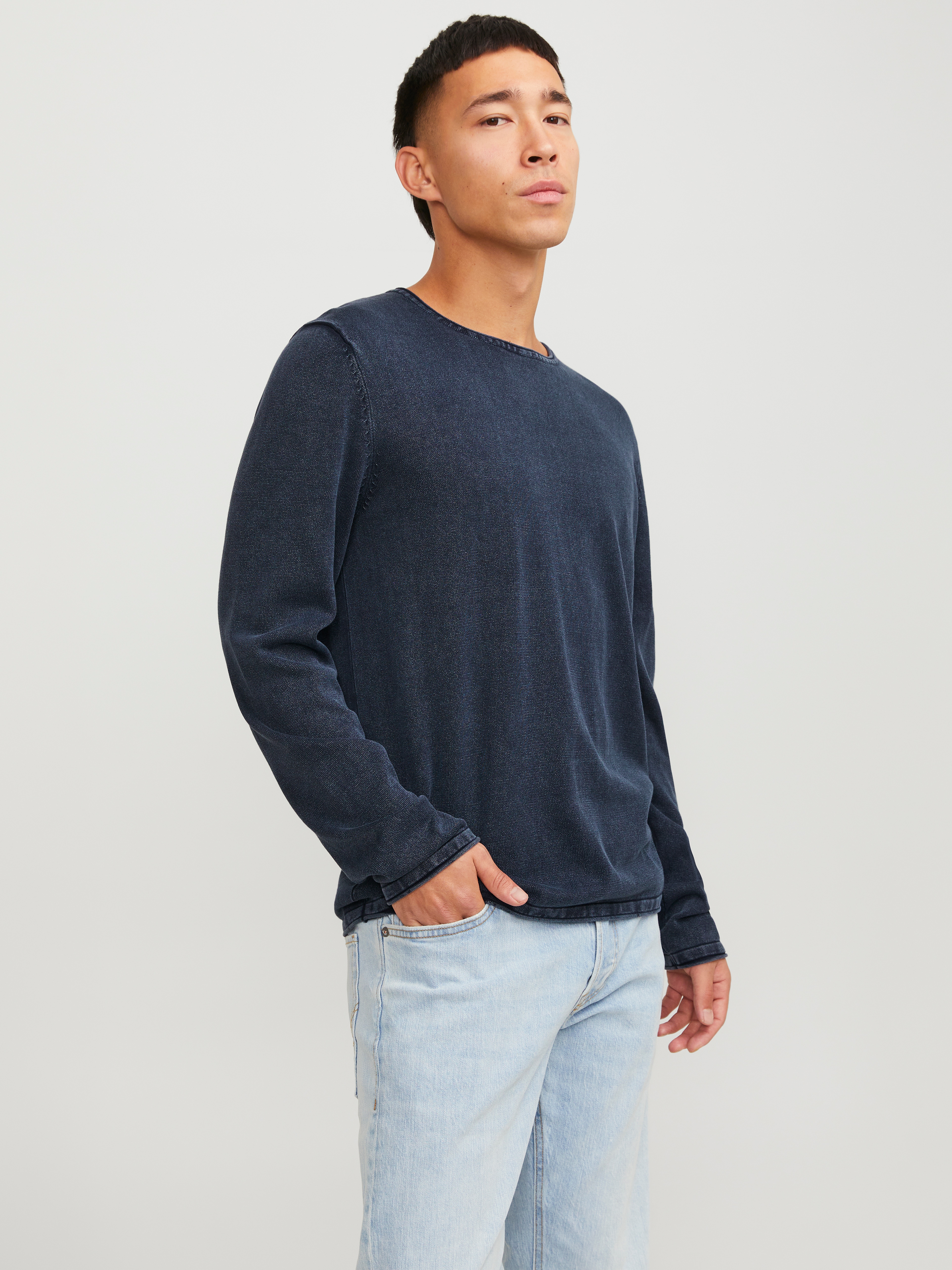 Jack & Jones Rundhalspullover "JJELEO KNIT CREW NECK NOOS" Baumwolle, regular fit
