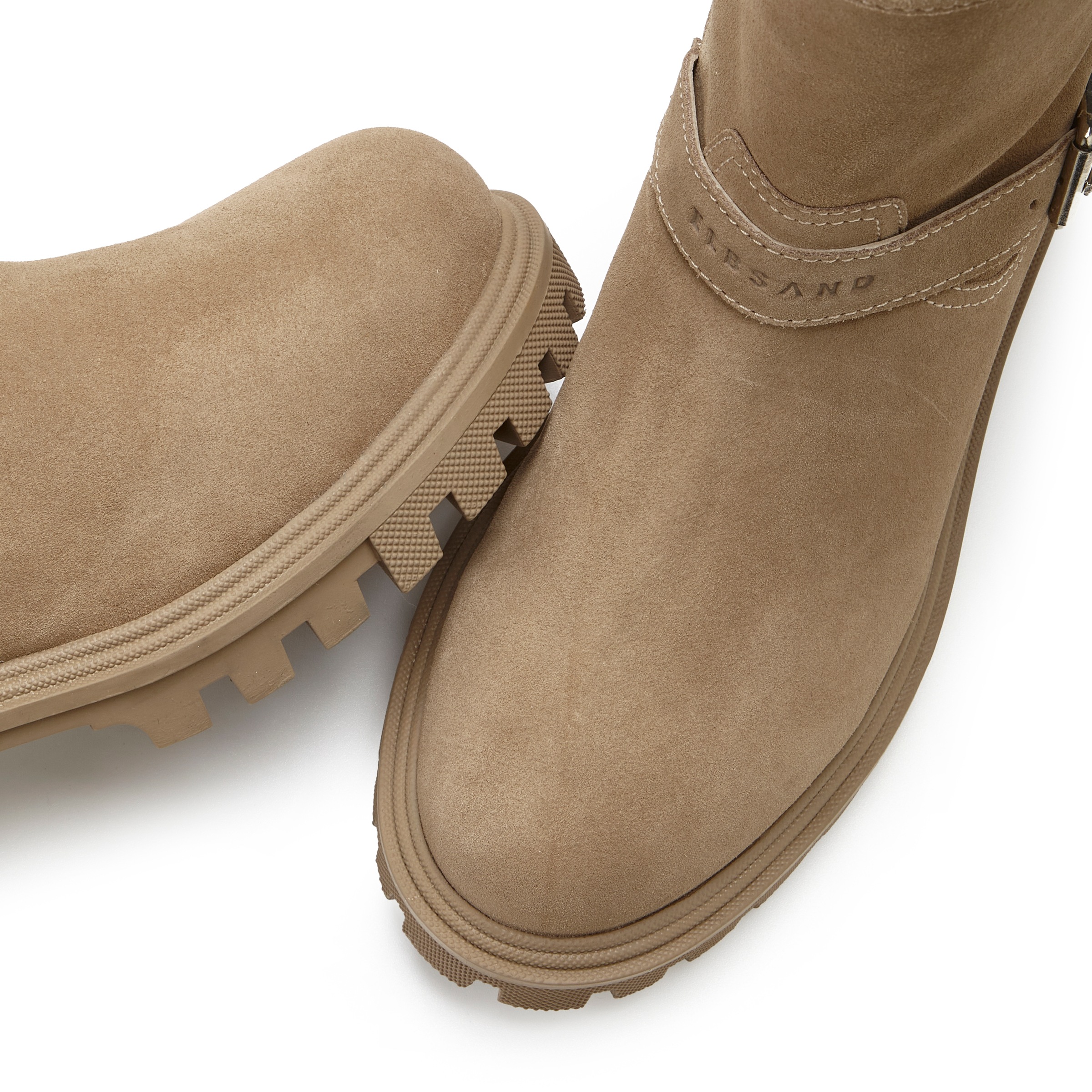 Stiefelette ELBSAND "Stiefel, Boots, Bikerboots, Lederstiefelette, Lederboots", Damen, Gr. 40, beige, Obermaterial: 100% Rindsleder. Decksohle: 100% Textilmaterial. Futter: 85% Textilmaterial, 15% Lederimitat. Laufsohle: 100% Synthetik, Veloursleder, unif 3