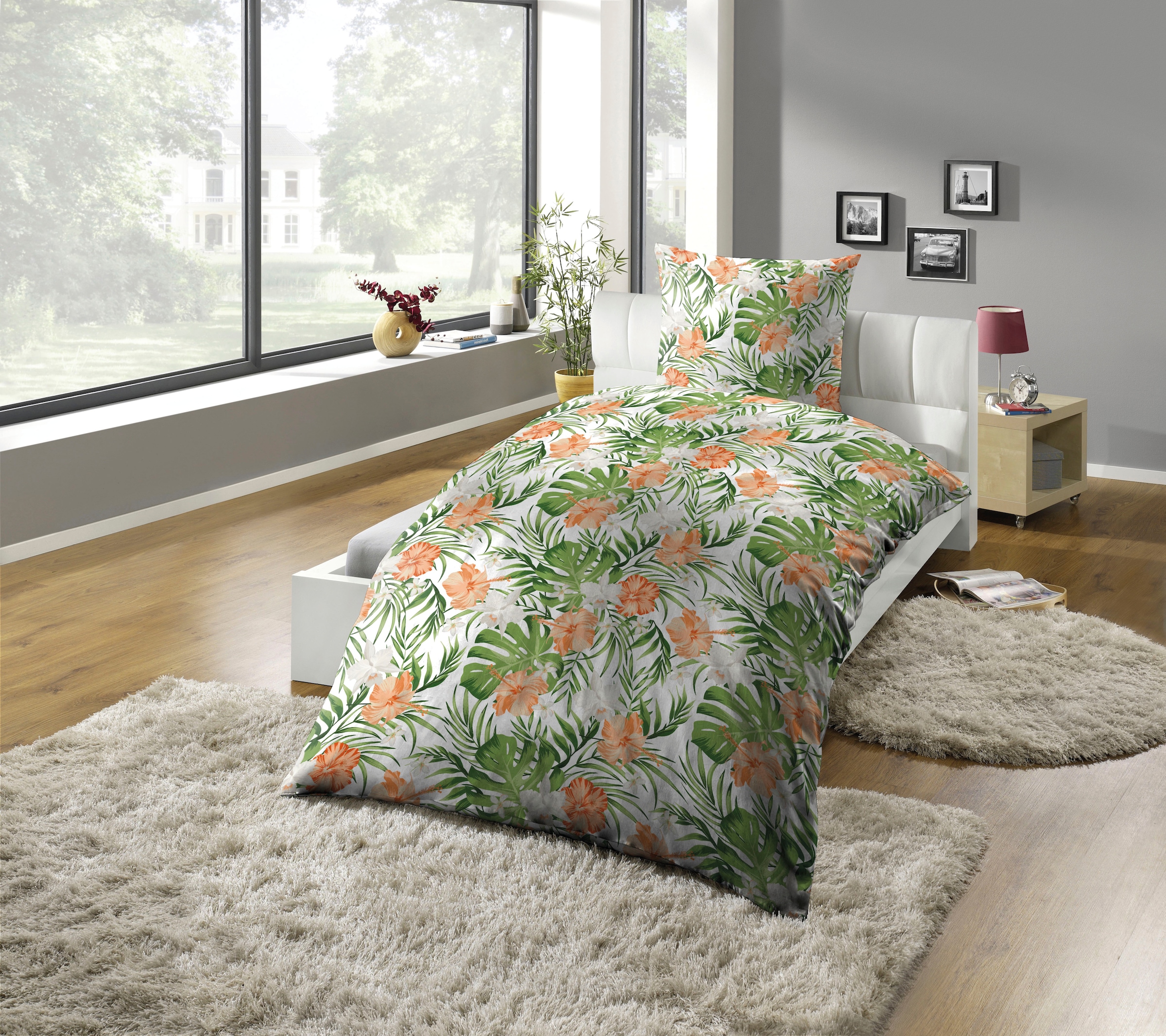 KiNZLER Bettwäsche "Mikrofaser-Satin Bettwäsche "Dschungel grün"" 2 Stk. Pf günstig online kaufen