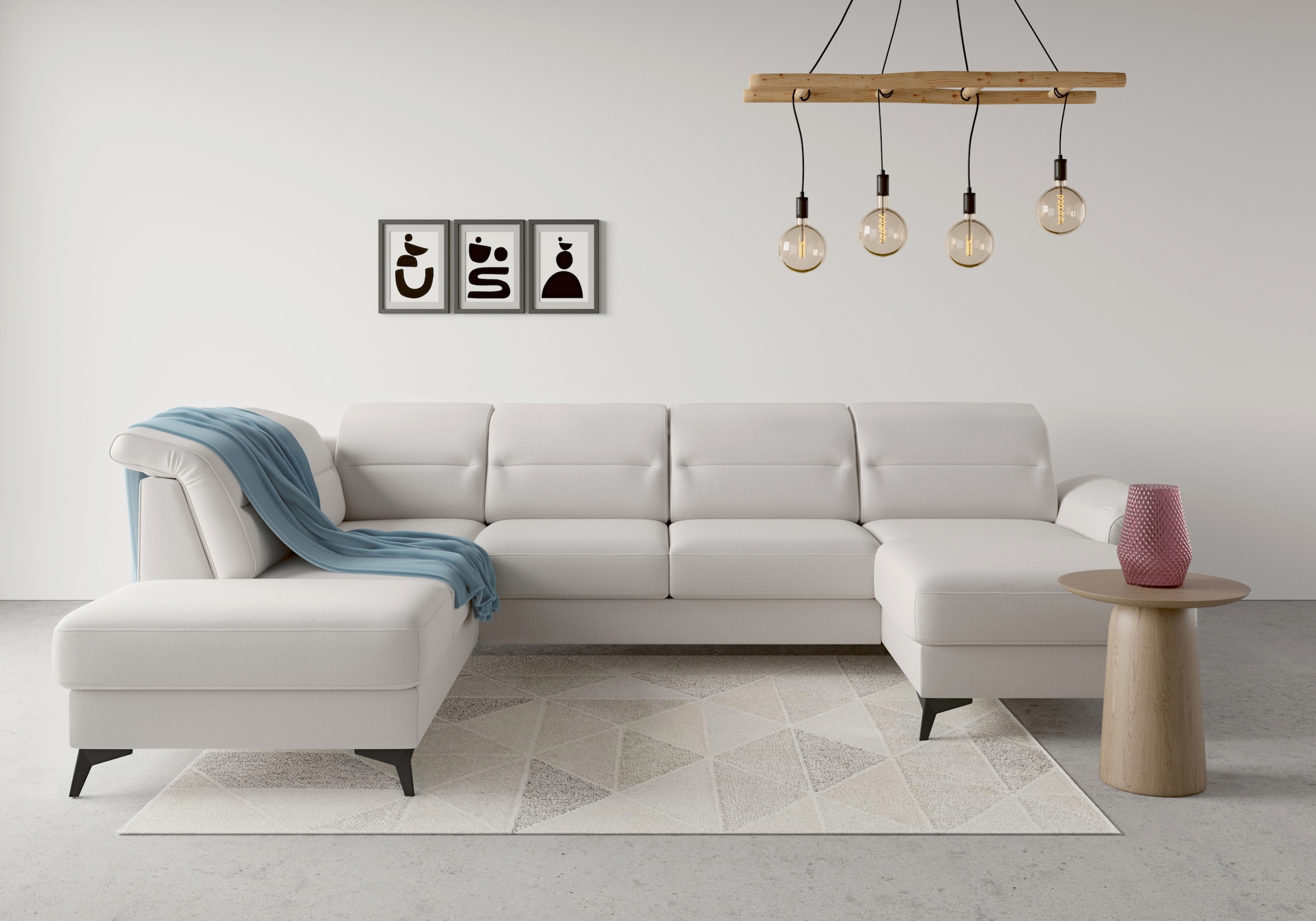 sit&more Wohnlandschaft "Sinatra U-Form" optional mit Kopfteilverstellung und Armteilfunktion, Metallfüße