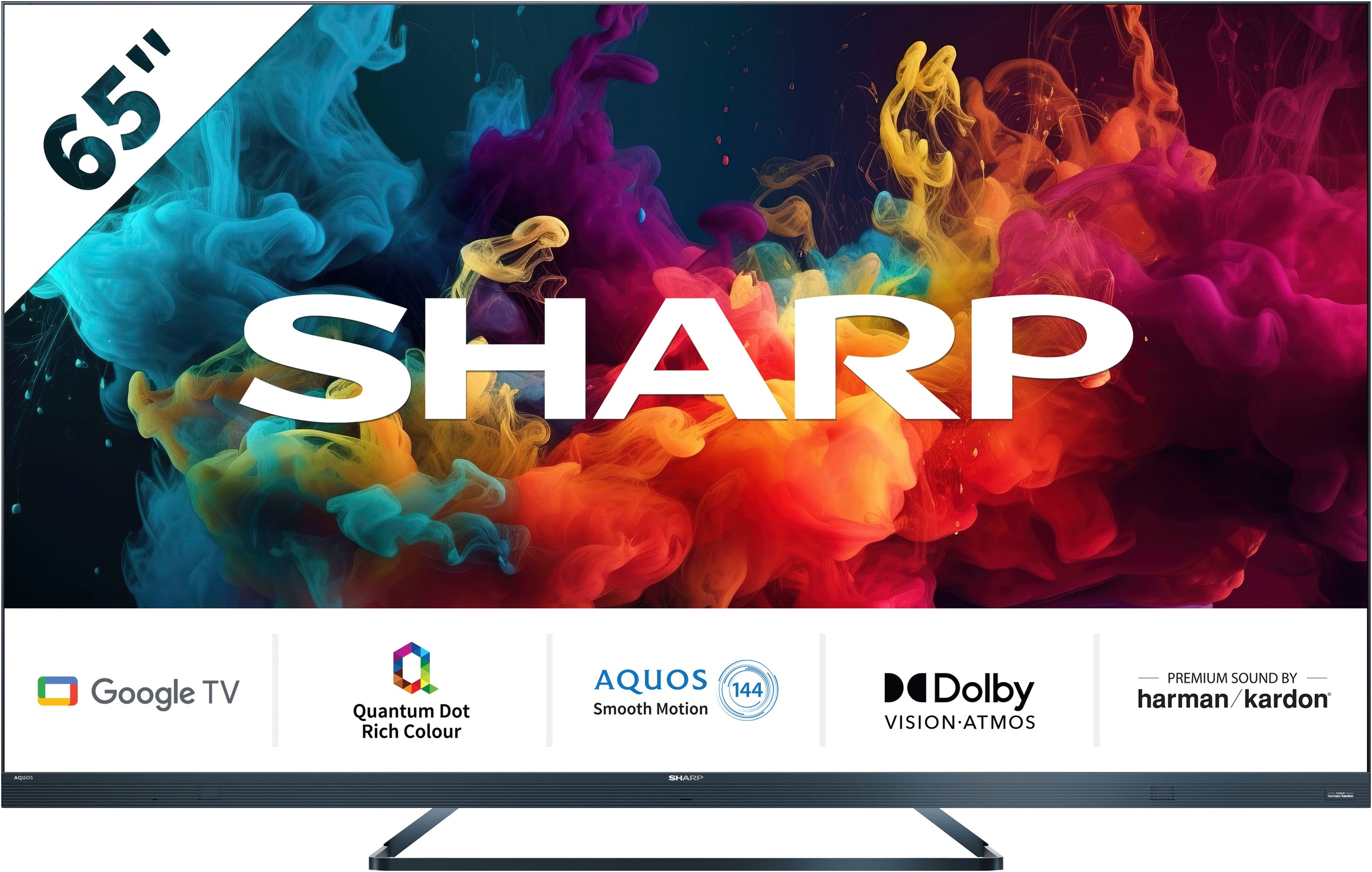 SHARP LED-Fernseher "SHARP 65FQ5EG Quantum Dot Google TV 164 cm (65 Zoll) 4K Ultra HD QLED", 65 ′′, schwarz, Fernseher, Quantum Dot, QLED, Dolby