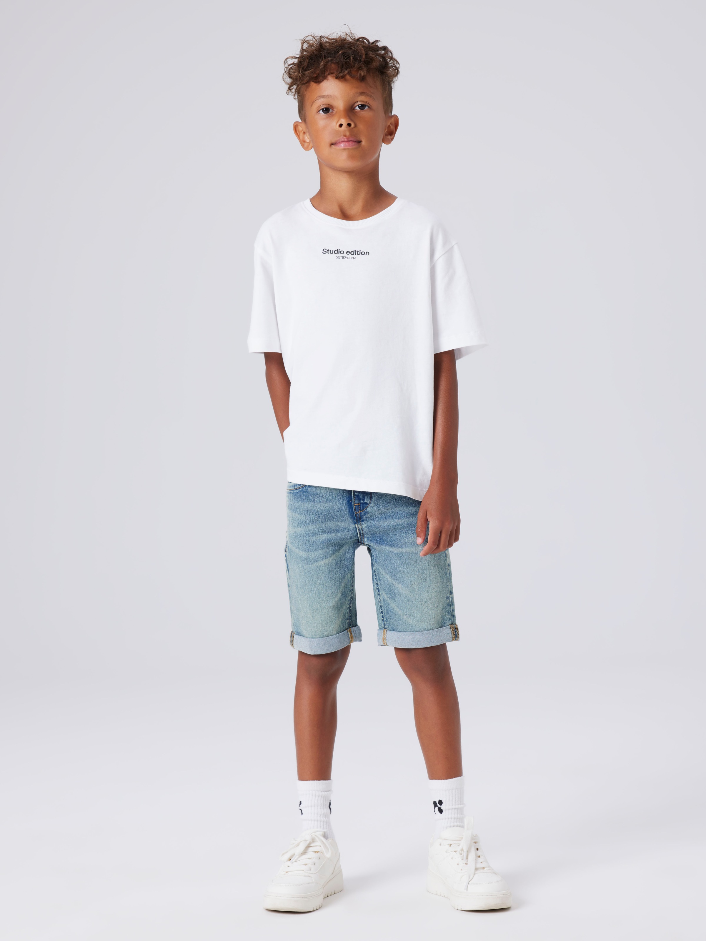 Thumbnail - Name It Jeansshorts "NKMSILAS SLIM DNM L SHORT" Baumwollmischung, Stretch, Umschlagsaum