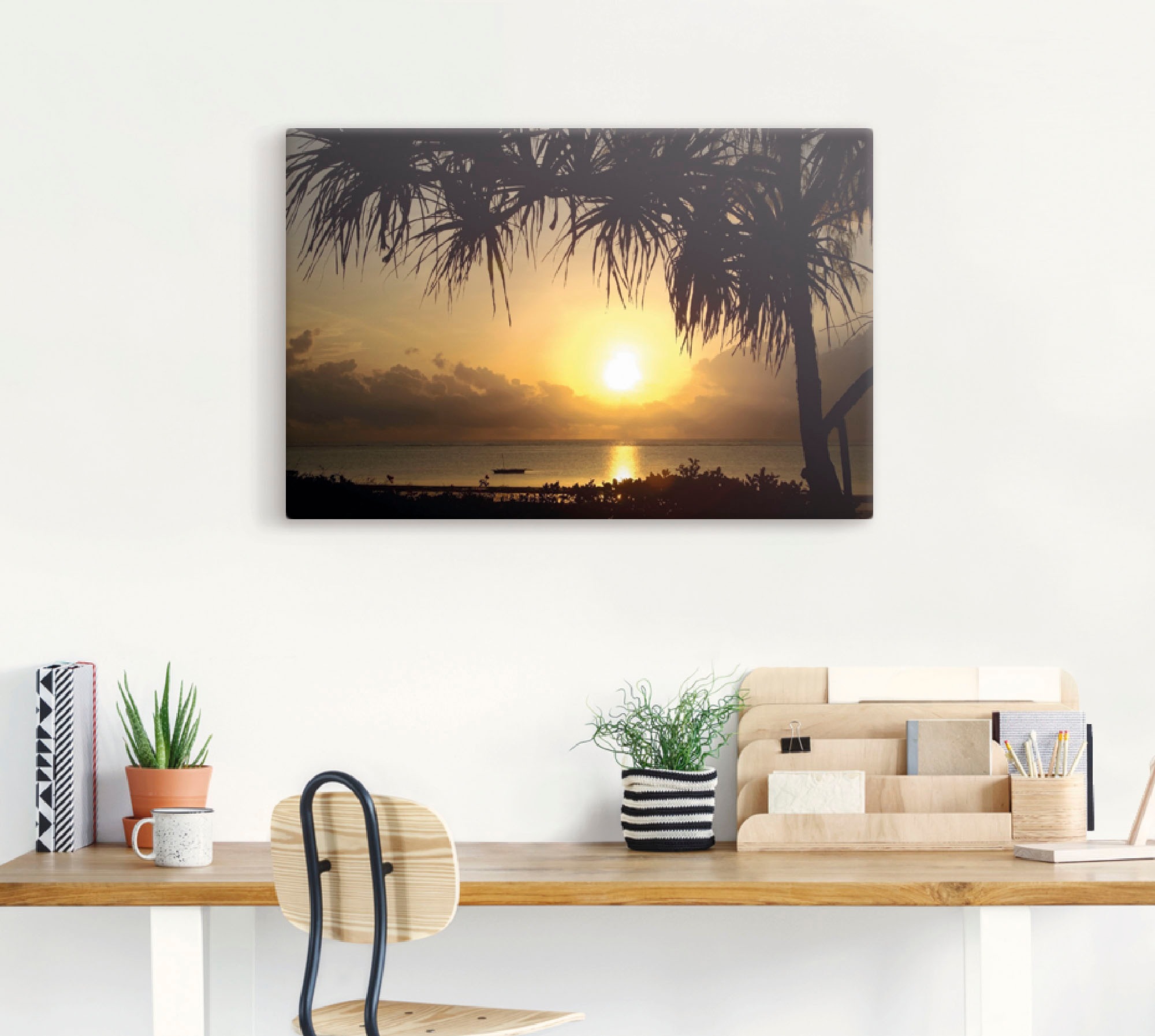 Artland Leinwandbild "Sonnenaufgang" Afrika 1 Stk. tlg. auf Holzrahmen gesp günstig online kaufen