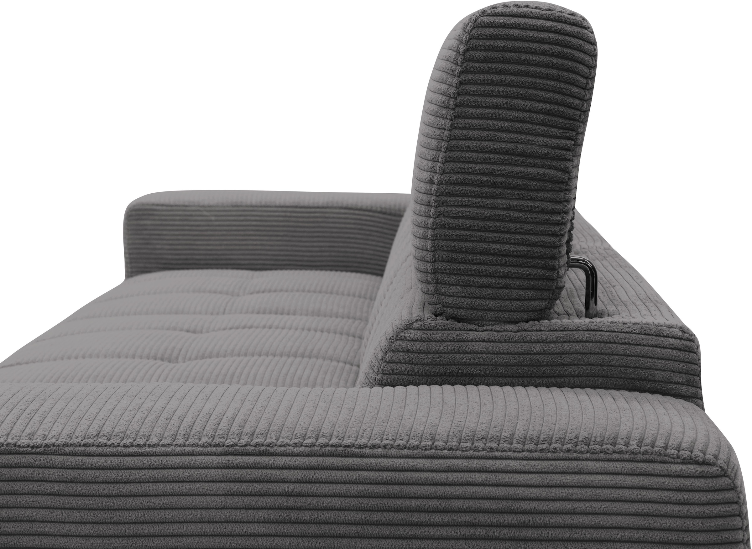 DOMO collection Ecksofa »Trento L-Form, mit Kufenfuß oder Einzelfuß«, wahlweise mit Kopfteilverstellung, Recamiere links/rechts bestellbar