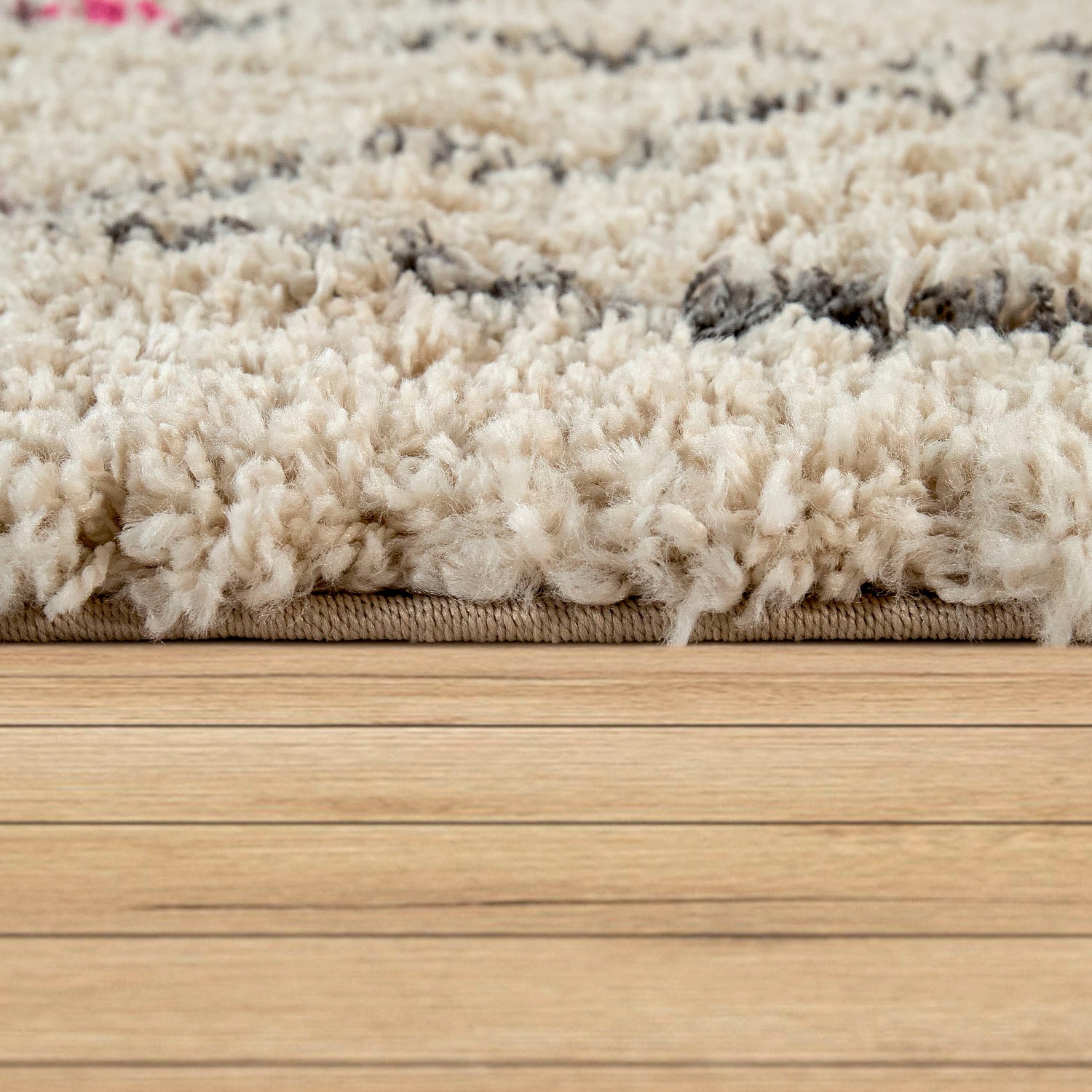 Paco Home Teppich »Wooly 281«, rechteckig, 39 mm Höhe, Hochflor-Shaggy, Scandi-Muster, mit Fransen, Wohnzimmer
