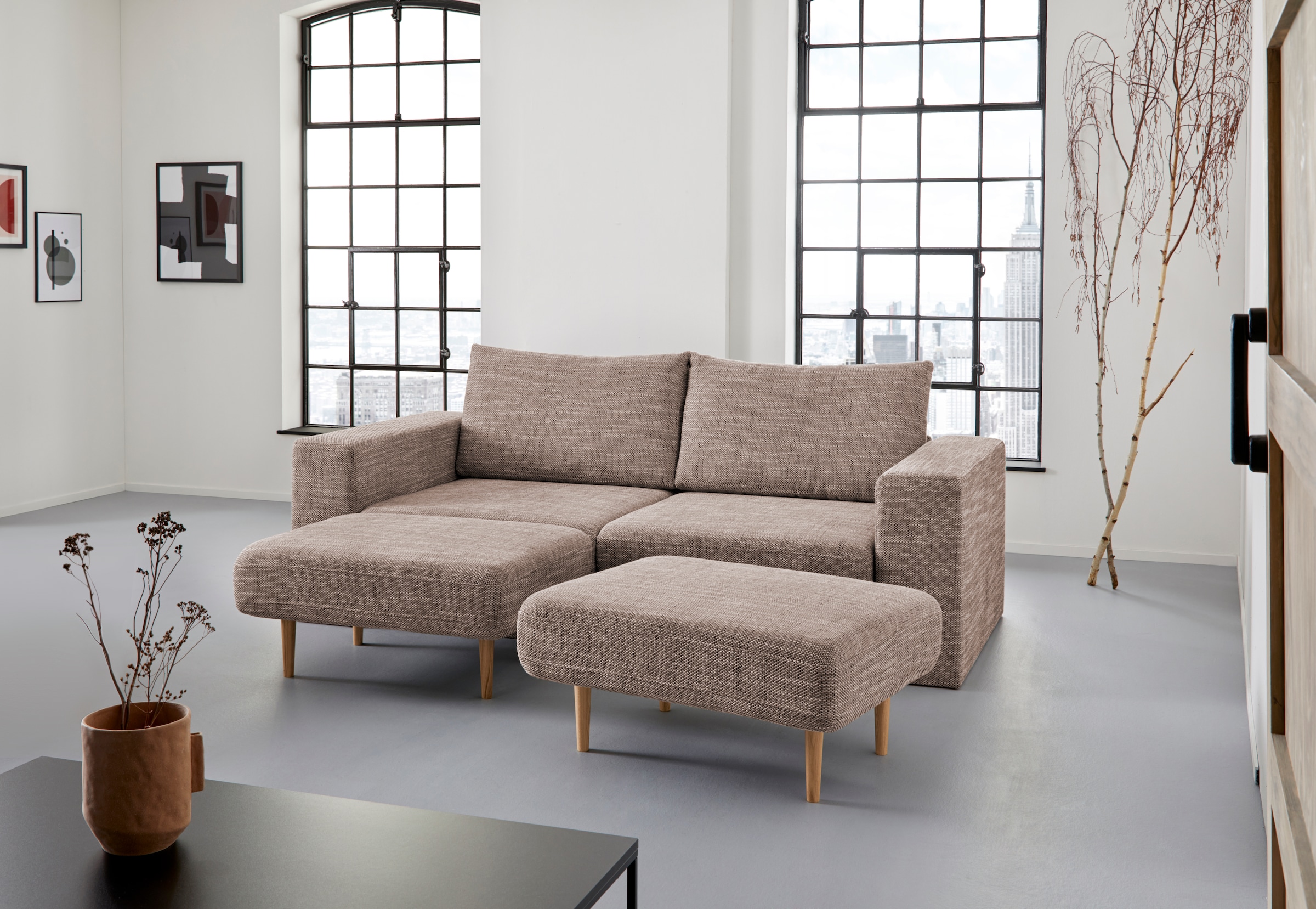 LOOKS by Wolfgang Joop 3,5-Sitzer "Looksv", Verwandlungssofa: aus Sofa wird Sofa mit 2 Hockern