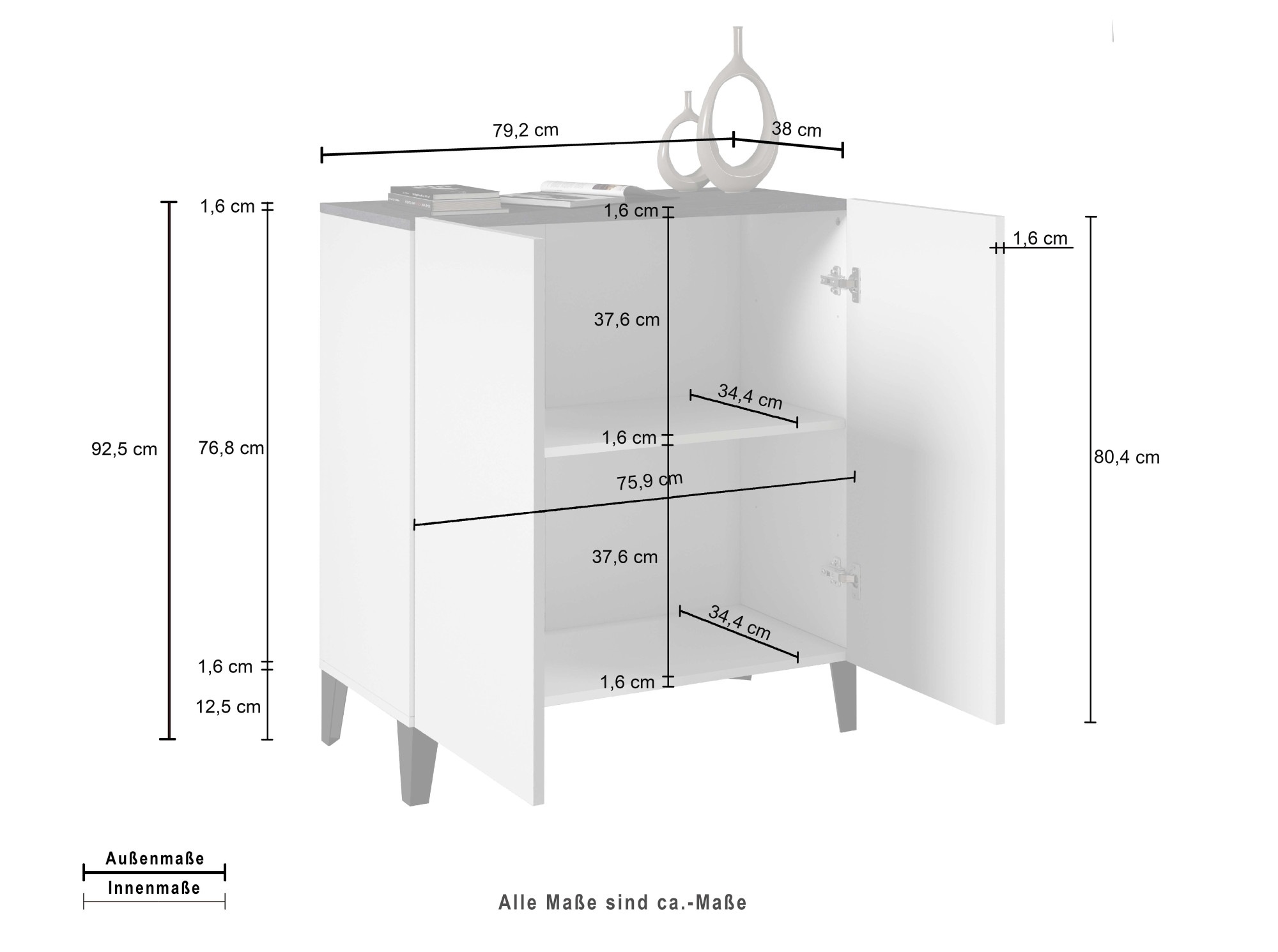 INOSIGN Aktenschrank »Sunrise Aktenschrank, Mehrzweckschrank, Büroschrank«, mit 2 Türen & 2 Fӓchern, Breite 79,2 cm, Made in Italy