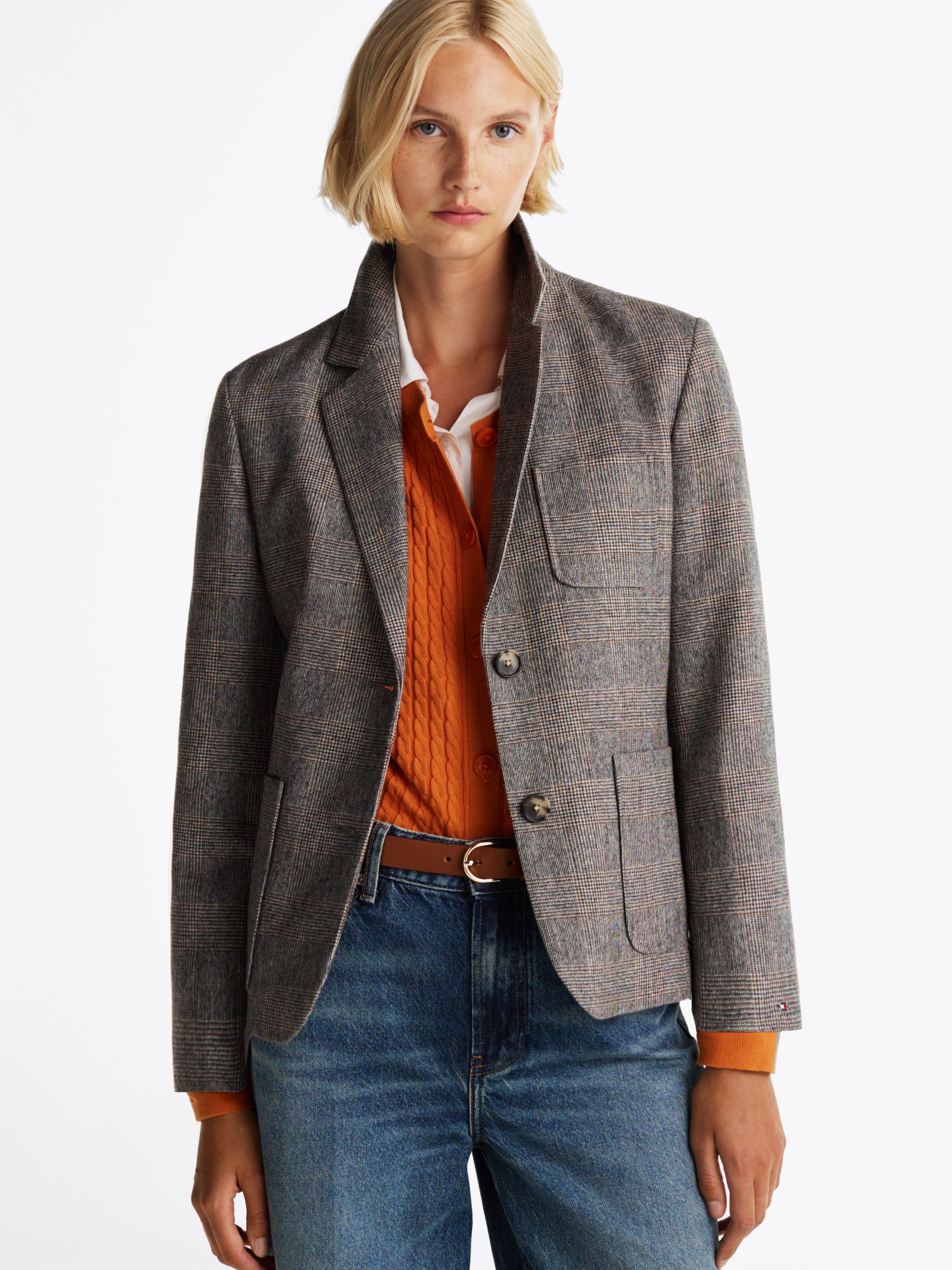 Tommy Hilfiger Kurzblazer "WOOL MIX CHECK SB BLAZER", im modischem Karomust günstig online kaufen