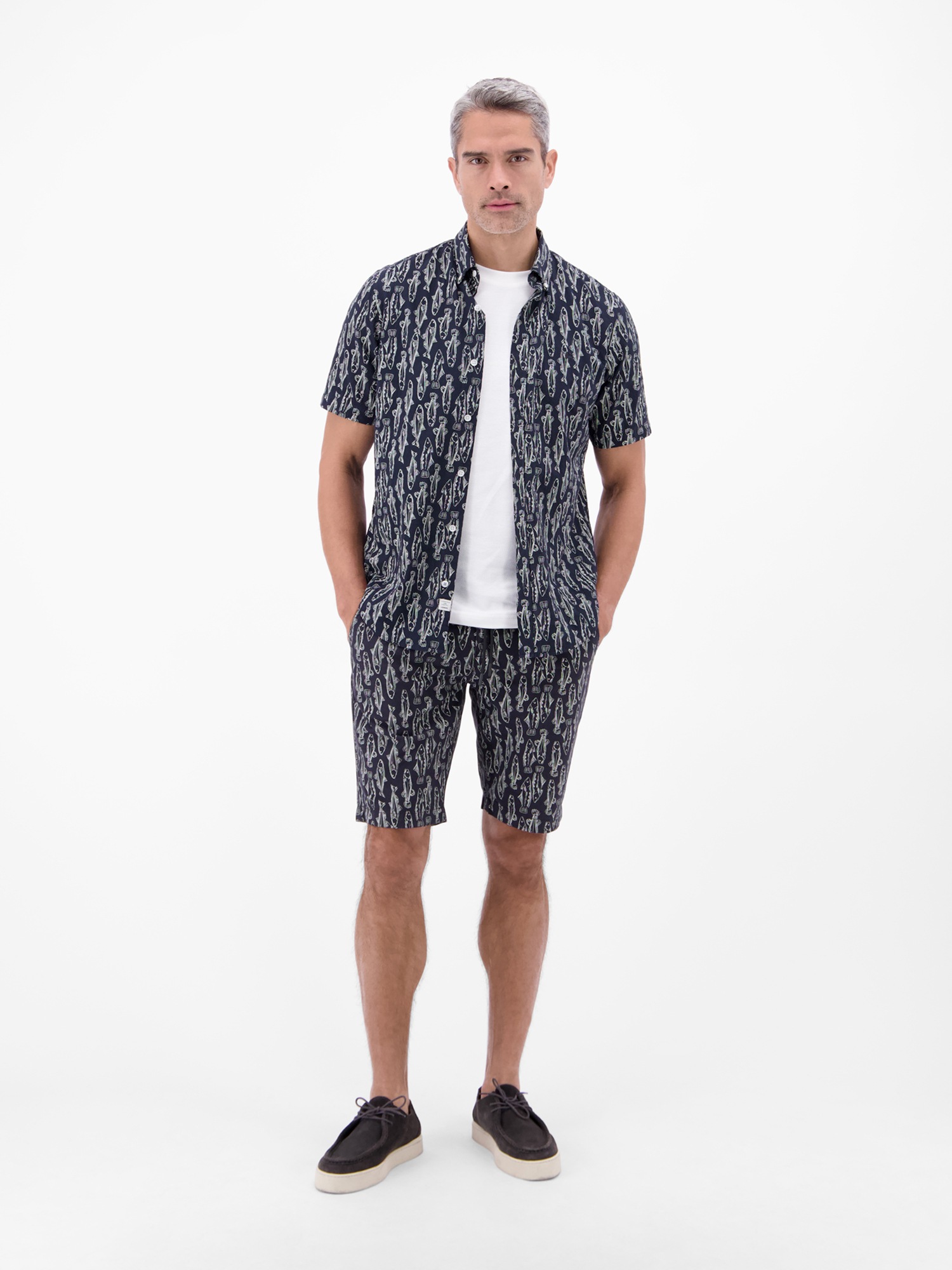 LERROS Kurzarmhemd »Kurzarmhemd mit marinem All-over-Print«