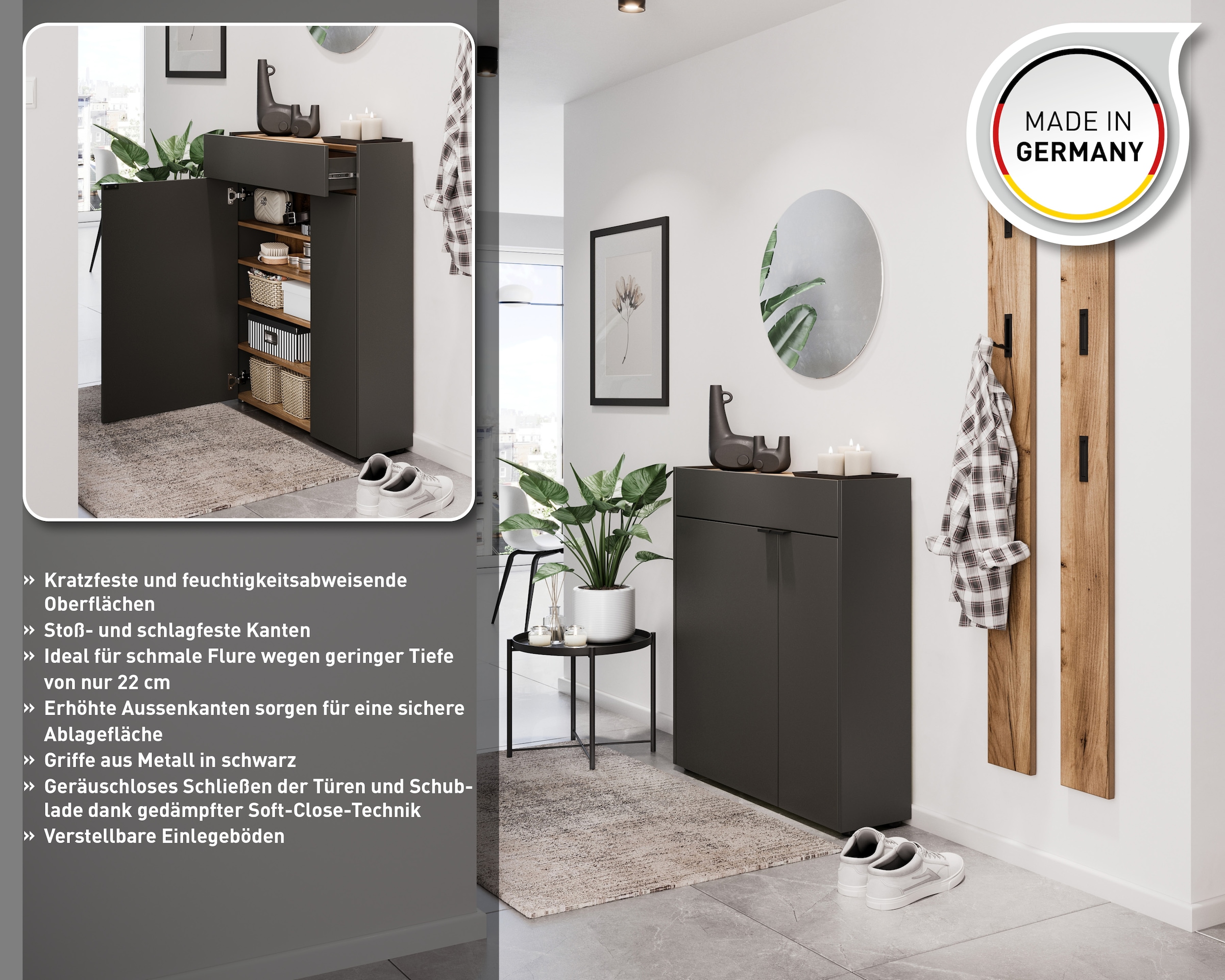 GERMANIA Mehrzweckschrank »Ameca«, (1 St.), mit geringer Tiefe - ideal für schmale Flure, Breite 83 cm