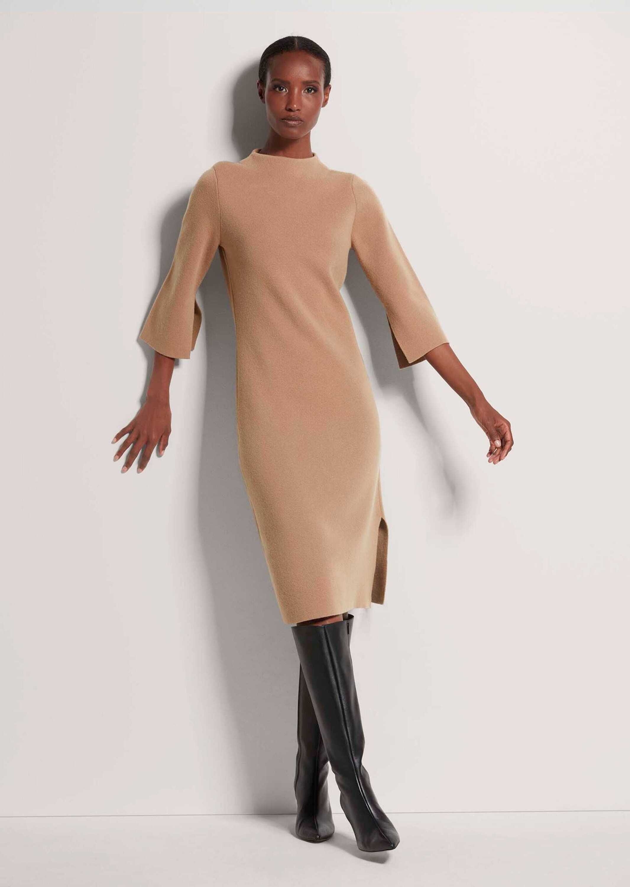 Thumbnail - MADELEINE Strickkleid "Strickkleid Halbarm Kaschmir-Strickkleid in Midilänge" Feminines Strickkleid mit Seitenschlitz