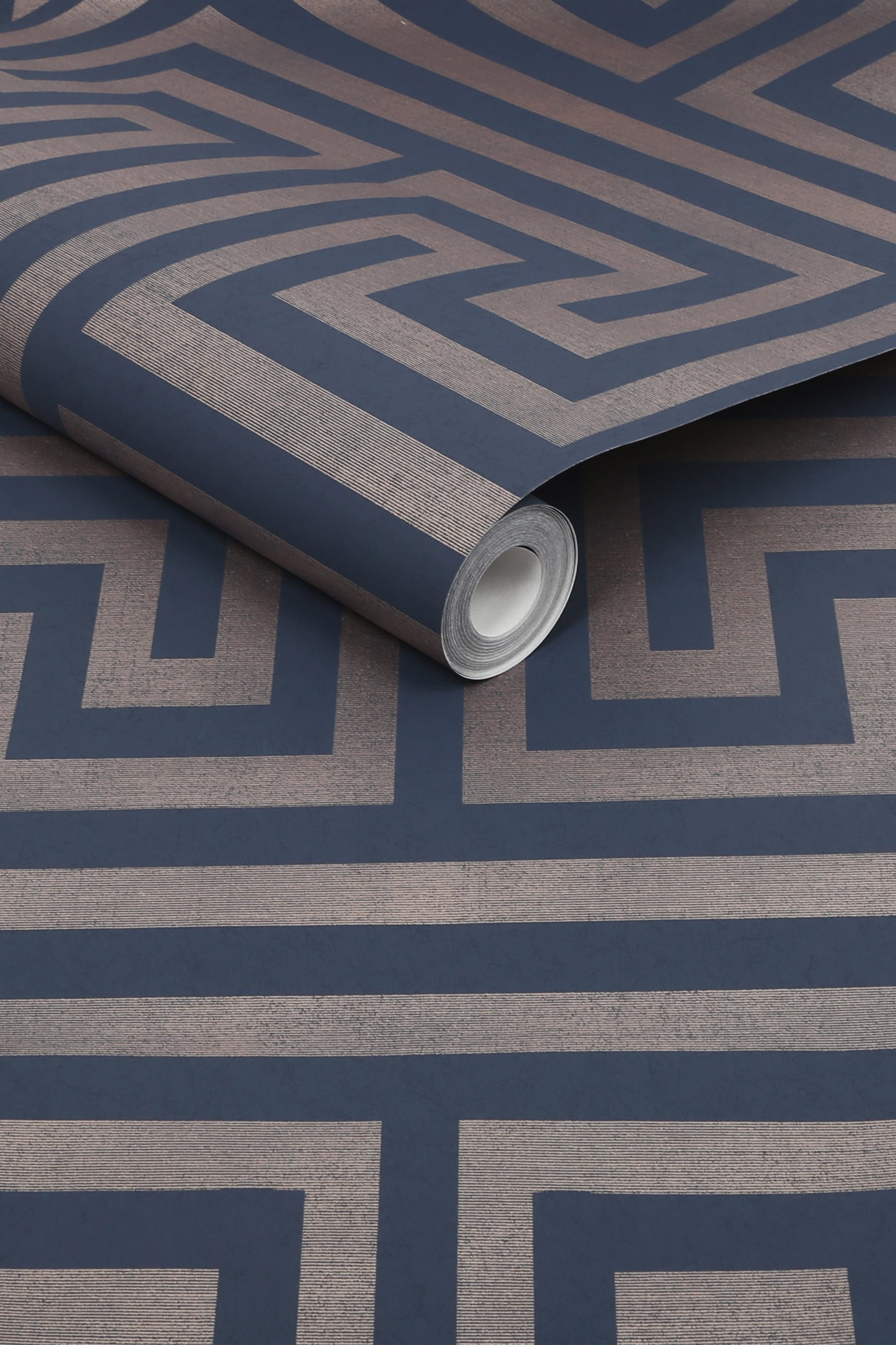 Next Vliestapete »METALLIC GREEK KEY Vliestapete 10mx52cm« 3D-Optik texturiert Metallischer Griechischer Schlüssel blau 10mx52cm