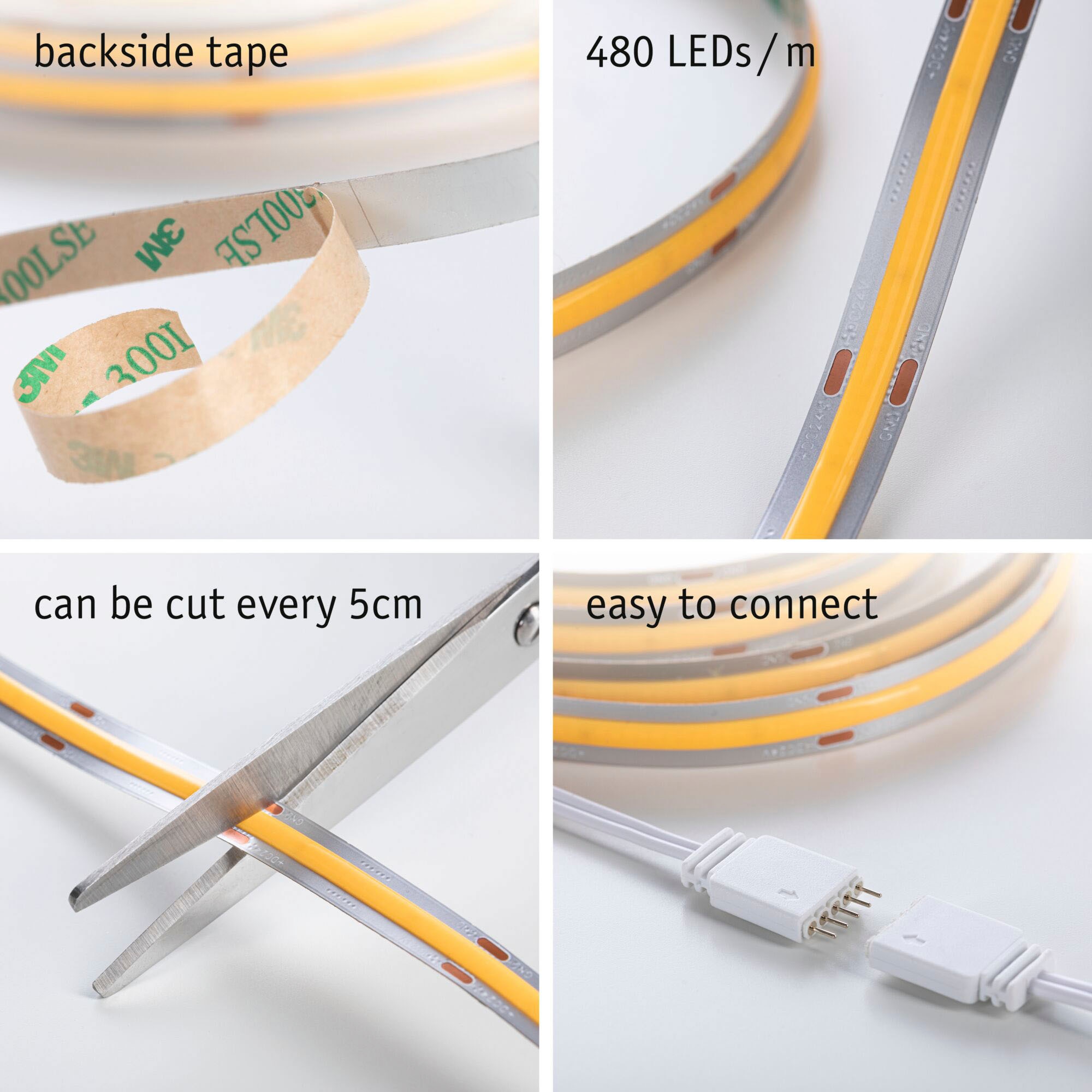 Paulmann LED-Streifen »MaxLED 500 Full-Line COB Basisset 1,5m, warmweiß10W 750lm 480LED 2700K«, 1 St.-flammig, Basisset