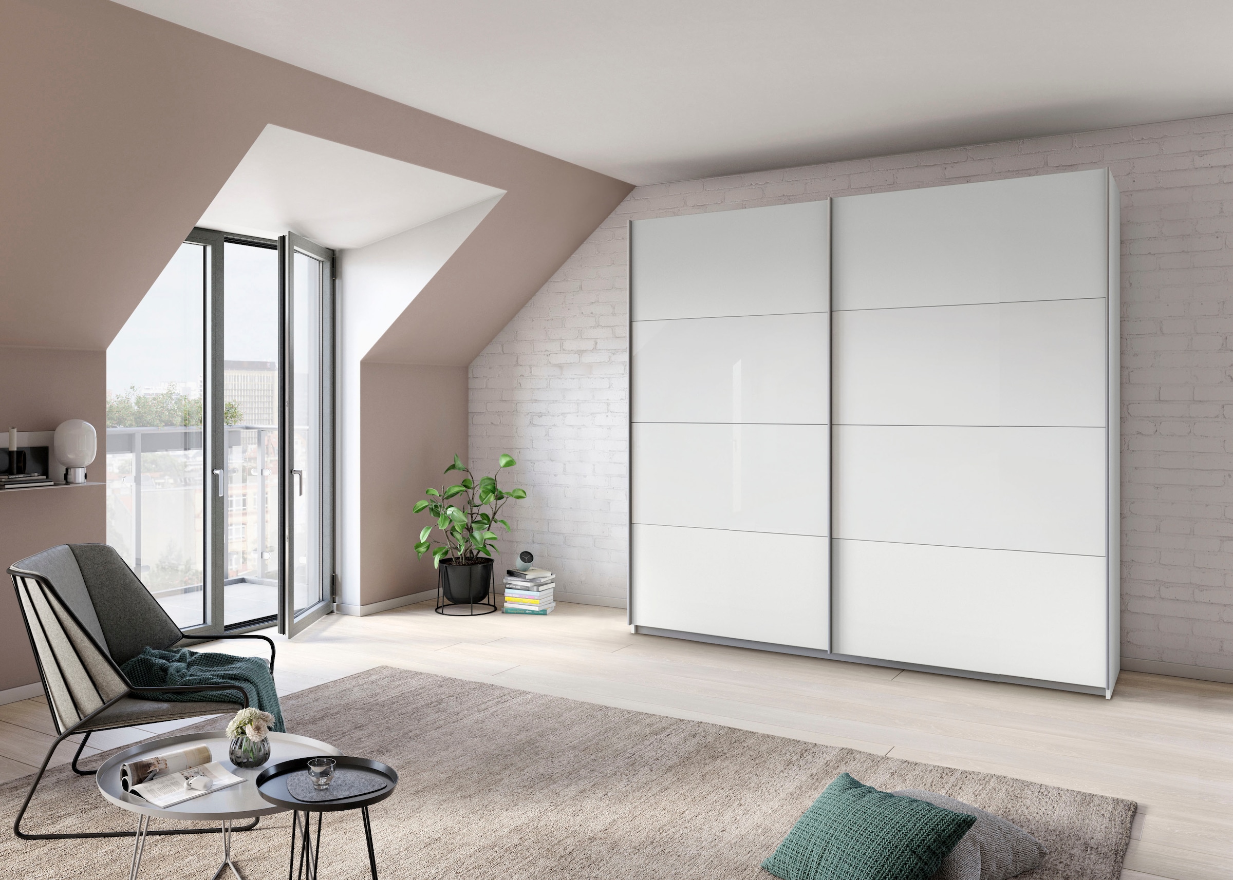 rauch Schwebetürenschrank »Quadra Bestseller Schlafzimmerschrank in vielen Breiten«, Kleiderschrank Garderobenschrank Schrank mit Glaselementen