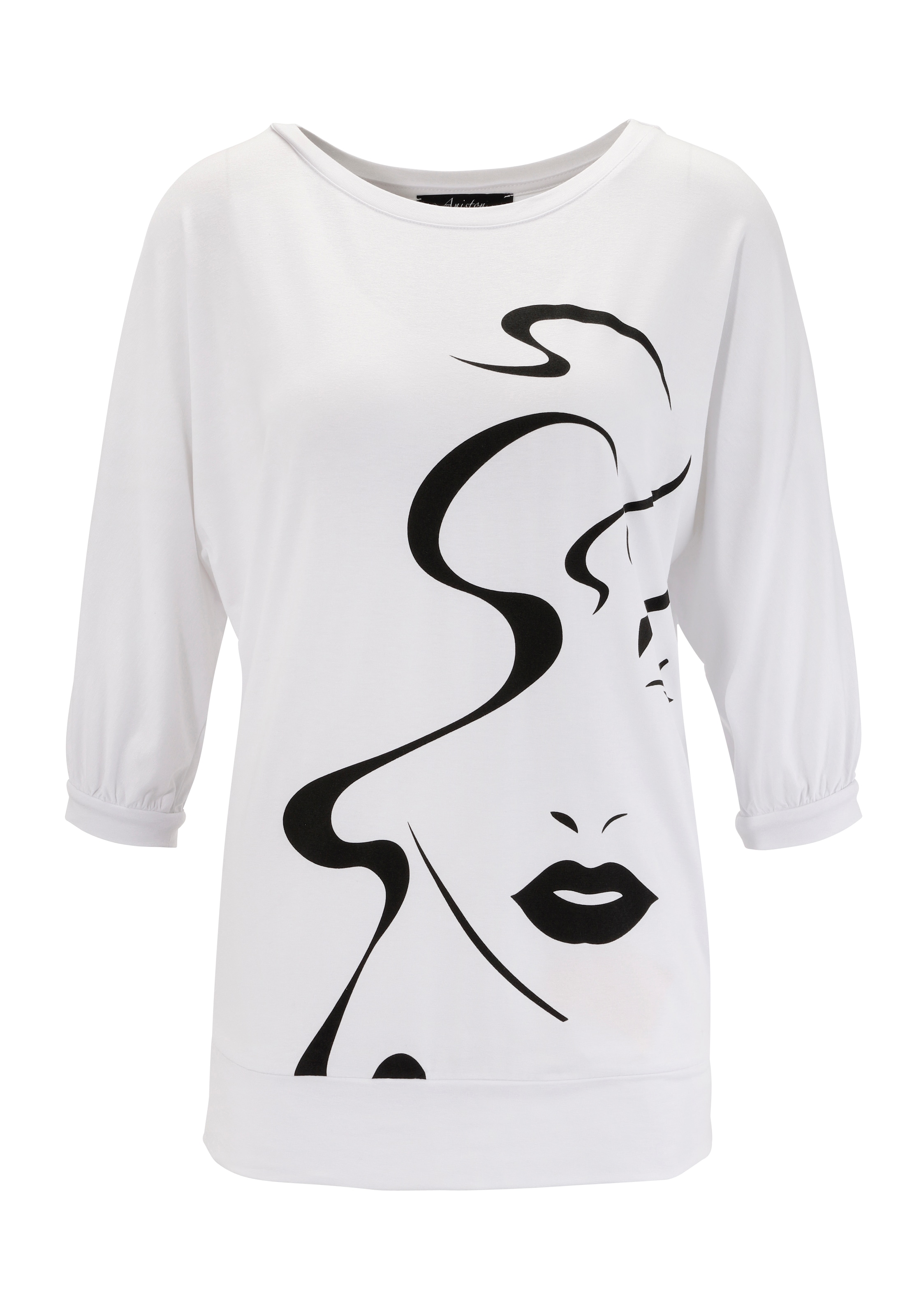 Aniston SELECTED Fledermausshirt, mit abstraktem Gesichtsdruck
