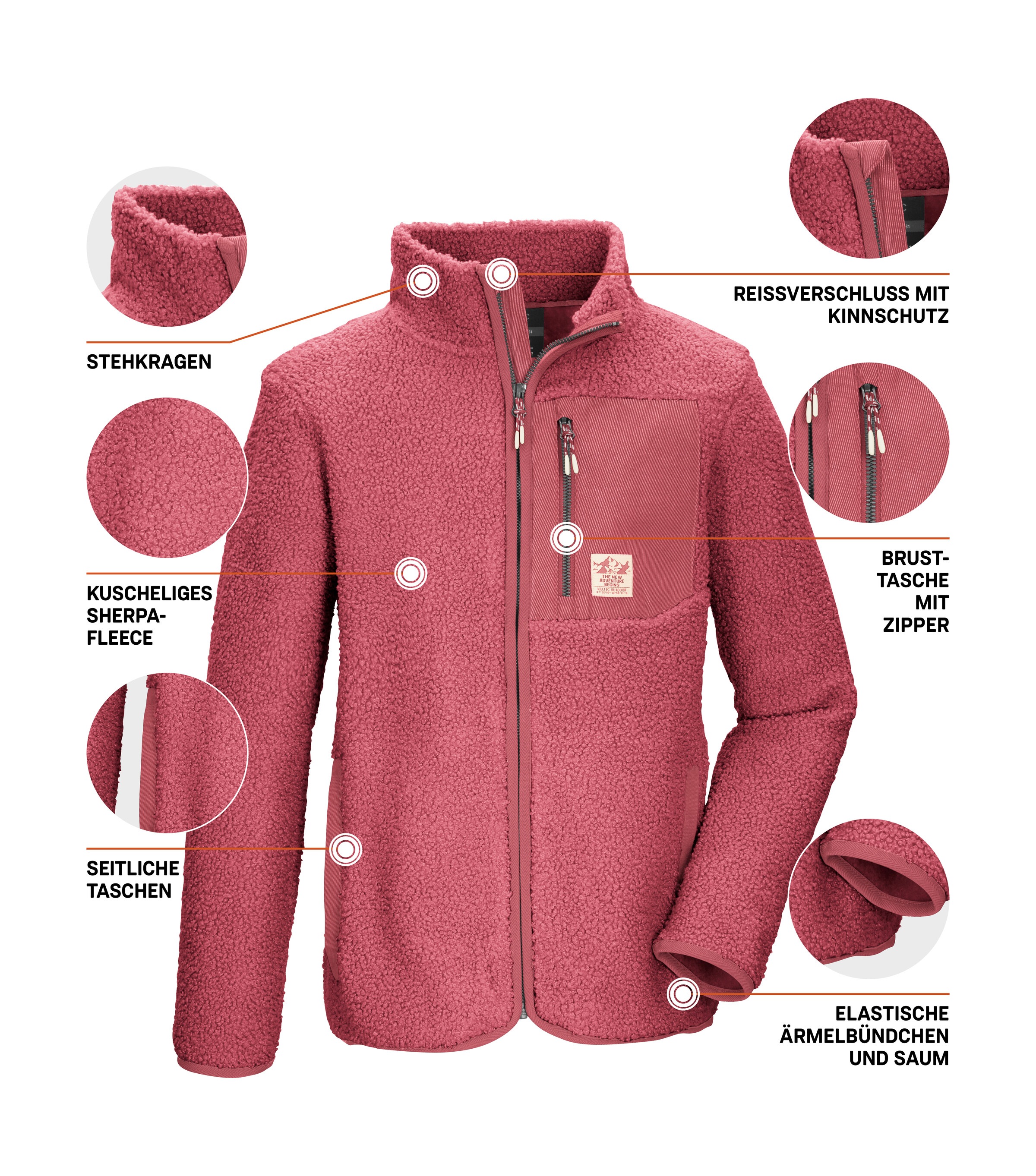 Killtec Fleecejacke »KOW 140 GRLS FLC JCKT« Weiche Sherpa-Fleecejacke mit Kinnschutz und Stauraum