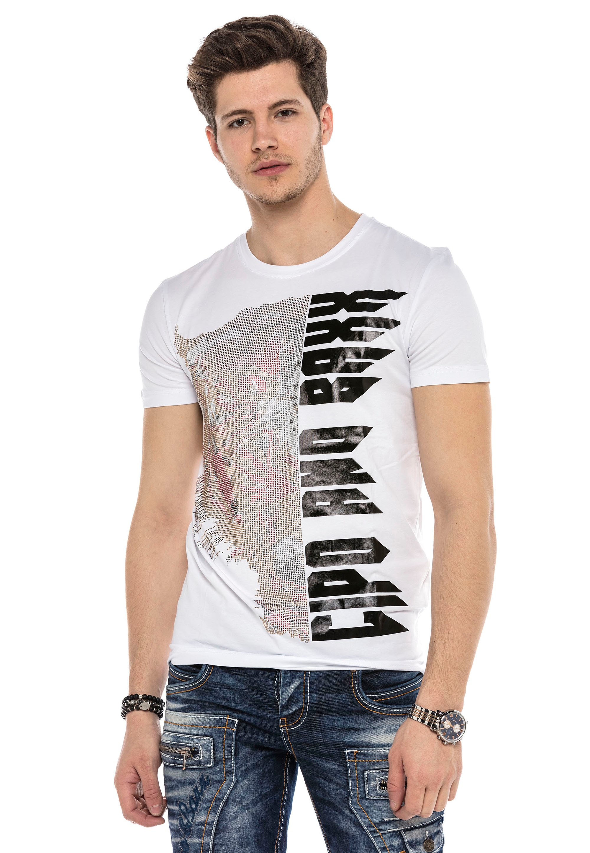 Cipo & Baxx T-Shirt, mit Pailletten-Besatz