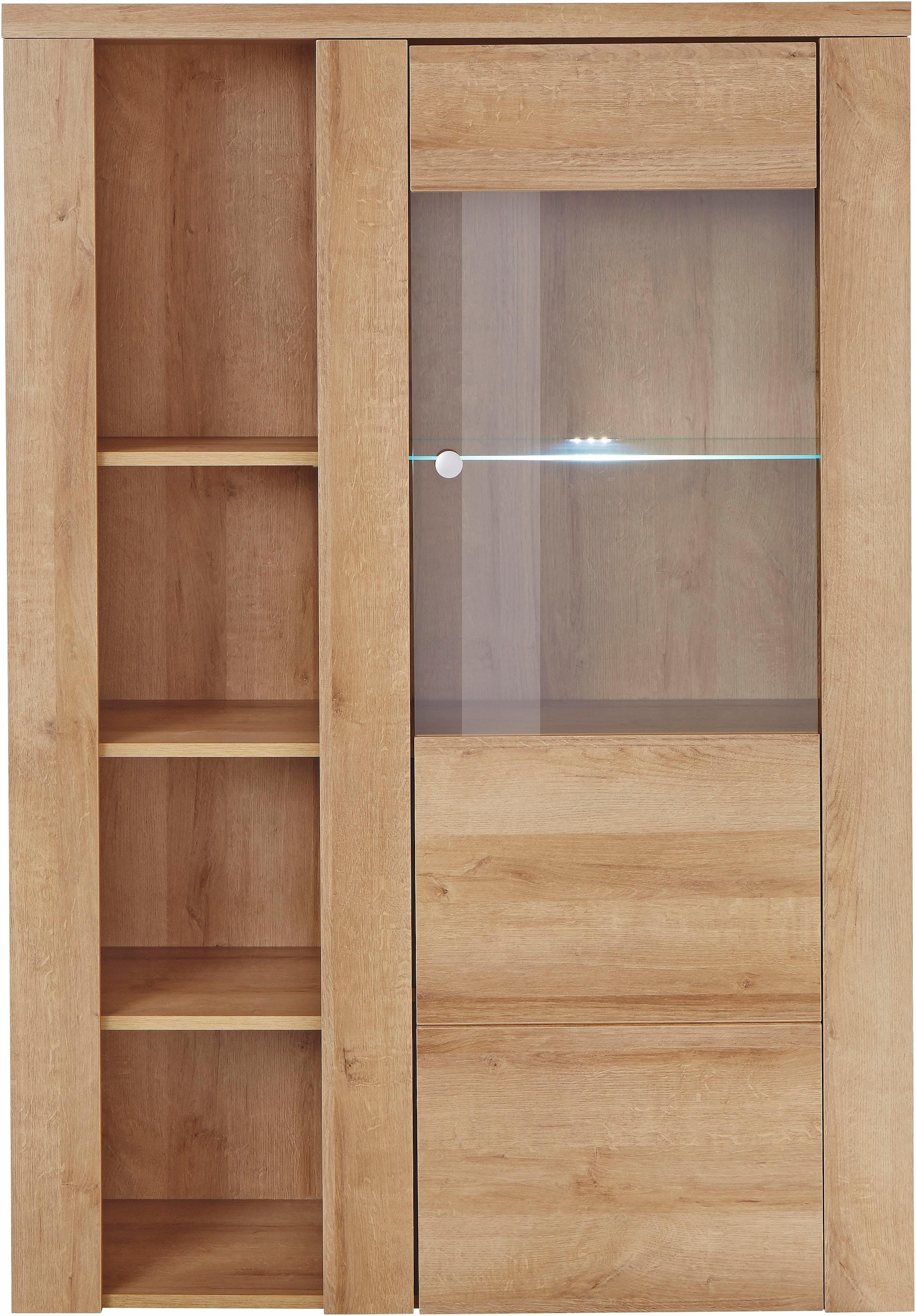Home affaire Vitrine »Larona, zeitlose Glasvitirne, Hochschrank Höhe 145 cm«, Stauraumvitrine mit dekorativer Rahmenoptik