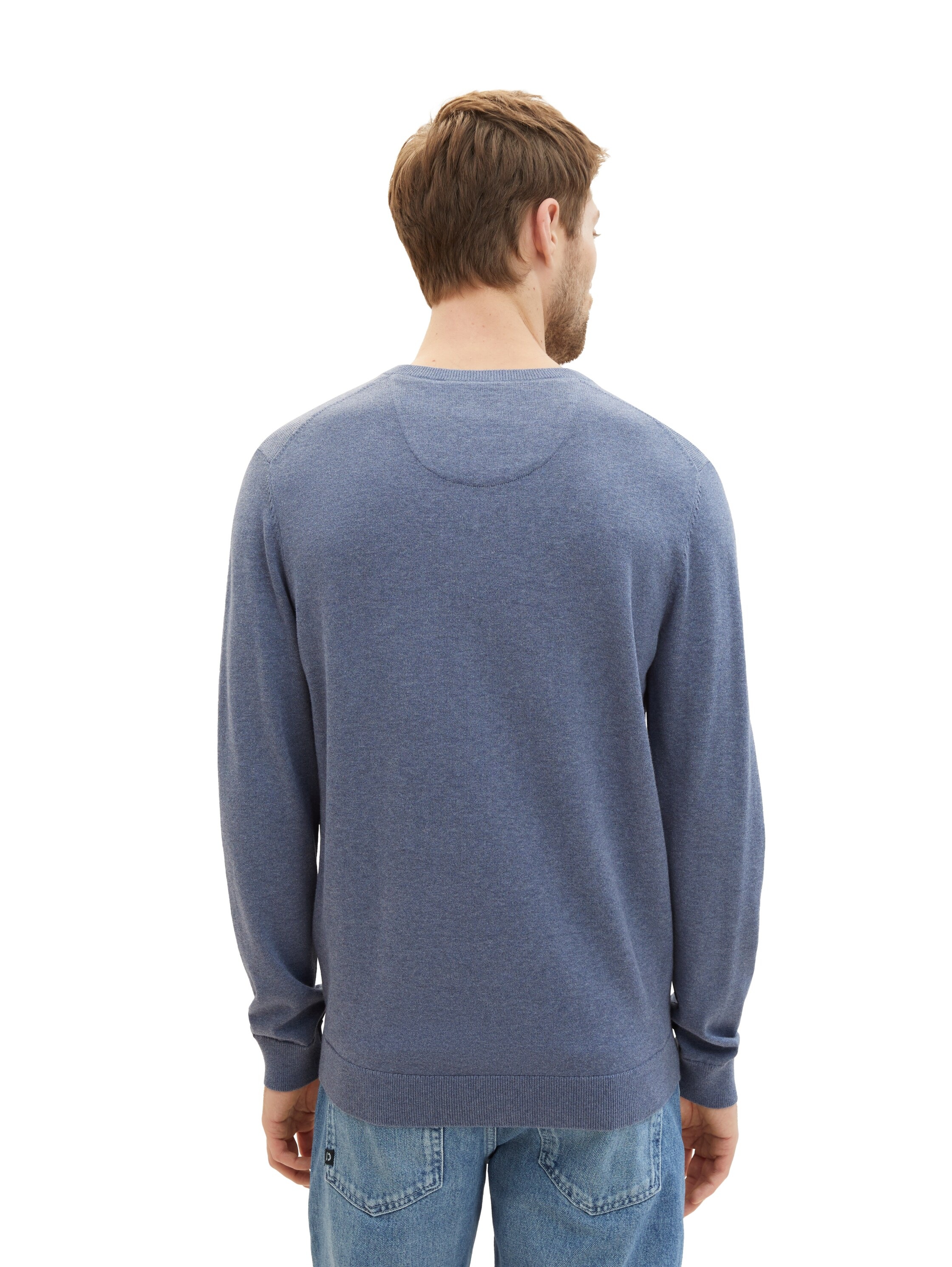 TOM TAILOR V-Ausschnitt-Pullover, mit kleiner Logo-Stickerei