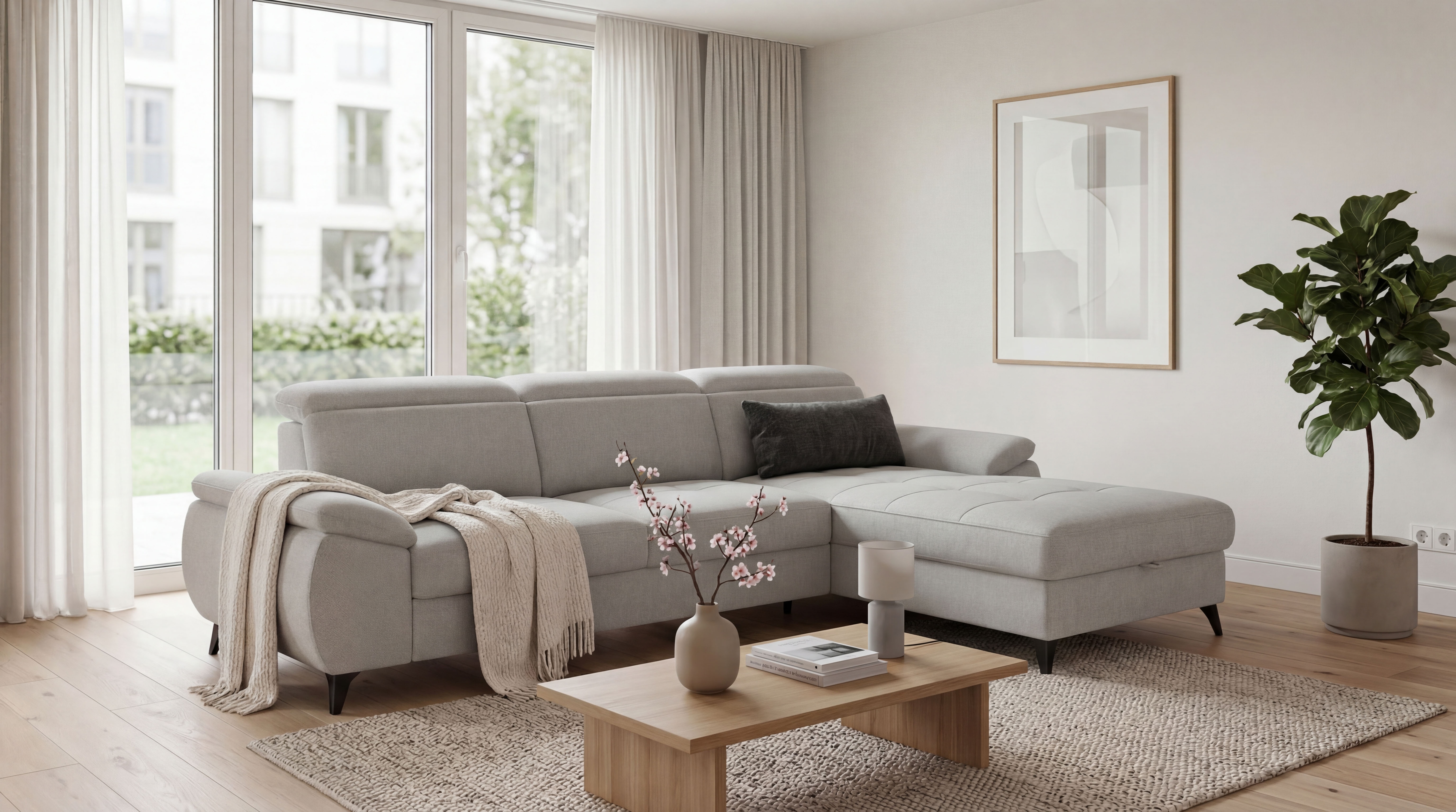 exxpo - sofa fashion Ecksofa "TAOS bequem, komfortabel durch Kopfteilverstellung, Breite 281cm" inkl. Bettfunktion und Bettkasten,toller Sitzkomfort, Steppung im Sitz