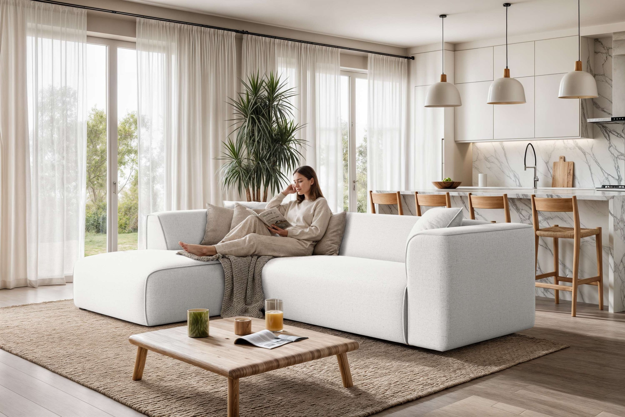 OTTO home Ecksofa "Merid L-Form, Sofa-Fix, B: 254 cm - OTTO. Verlässliche Qualität." Ottomane rechts/links, belastbar bis 460kg, nicht modulare Sofa