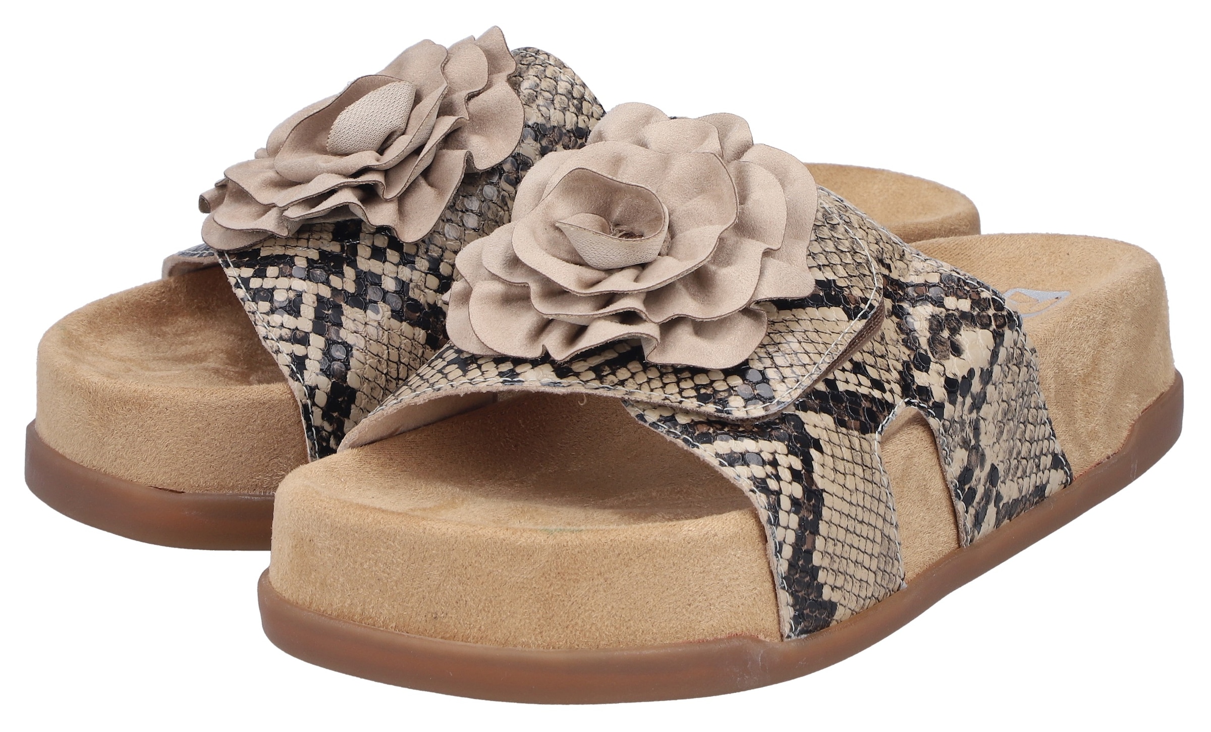 Rieker Pantolette  Sommerschuh, Urlaubsschuh, Strandschuh mit Blüte