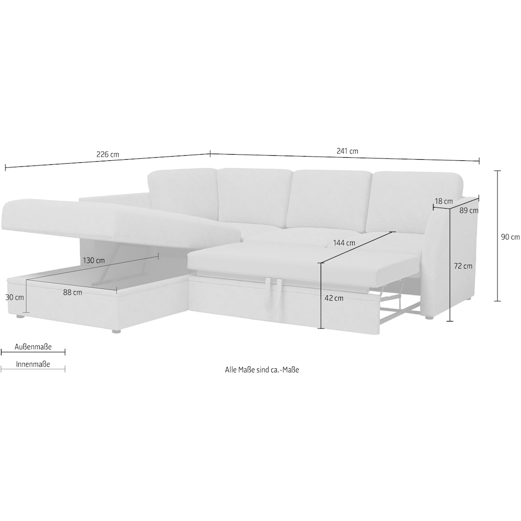 Home affaire Ecksofa »Lavars, L-Form,«