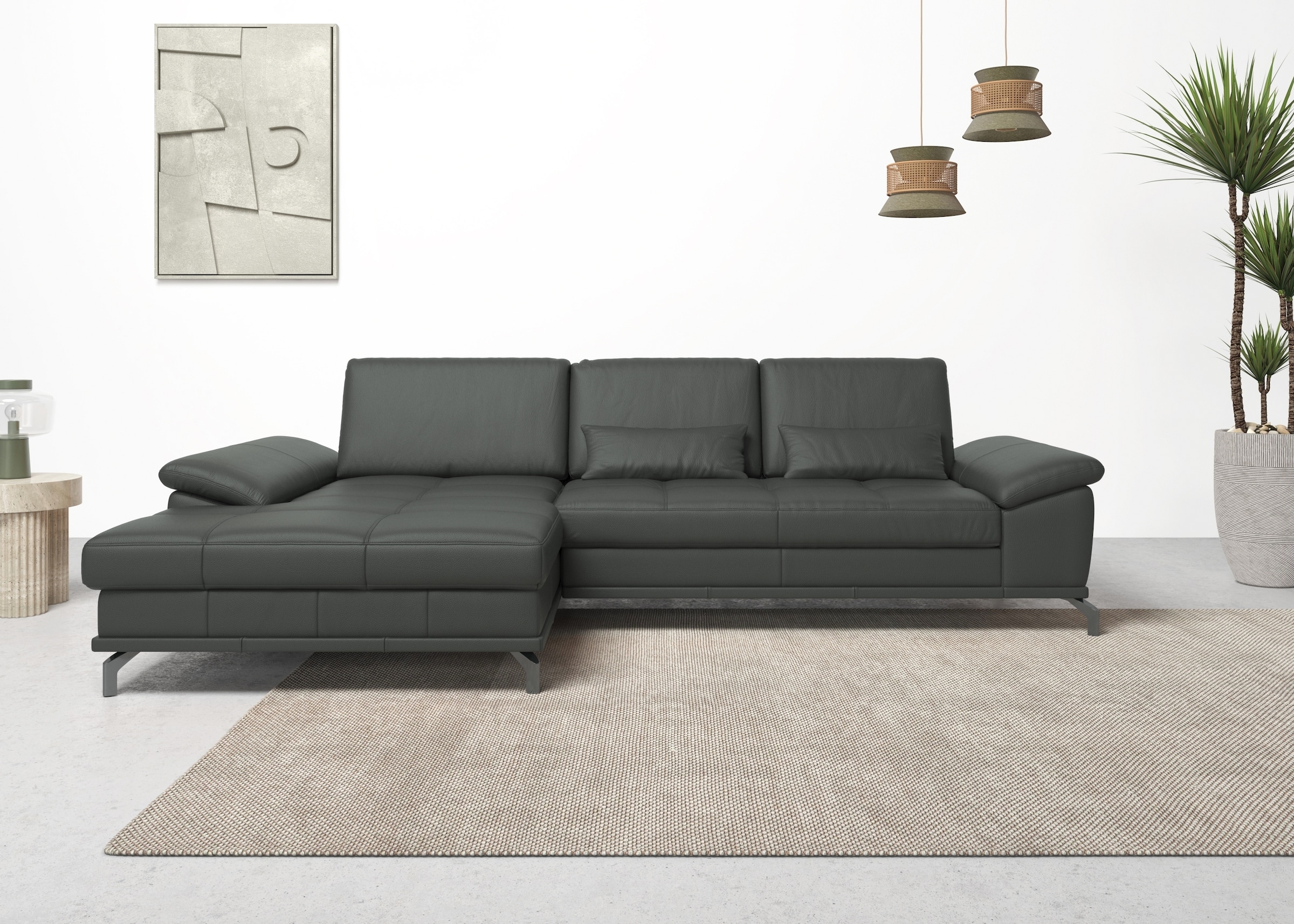 OTTO home Ecksofa "Costello L-Form, B: 301cm, Sitztiefen & Armteilverstellung, Federkern" 3 Nierenkissen, optional Schlaffunktion & Bettkasten