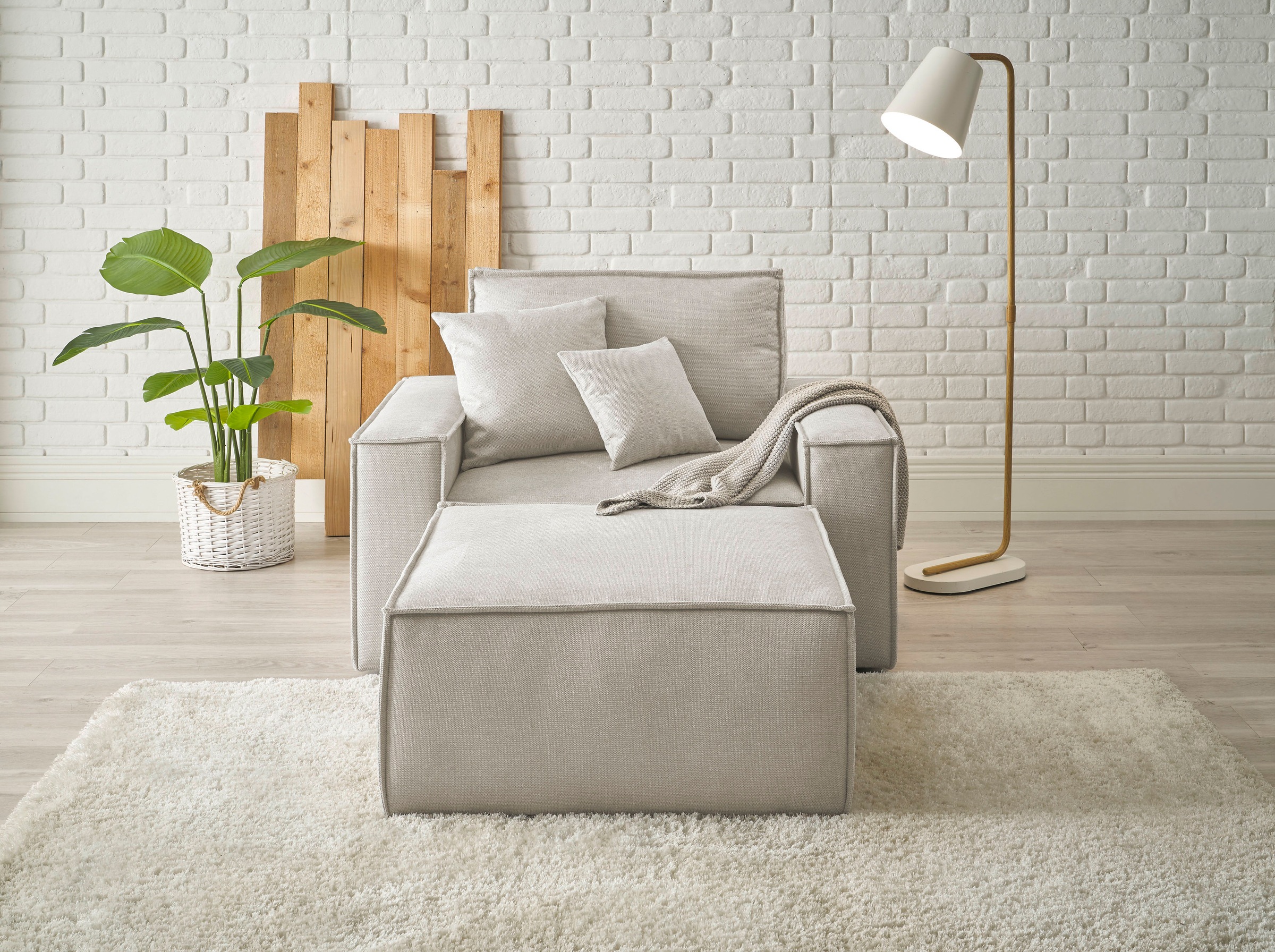 andas Loveseat »Finnley«, (2 St.), Loveseat und Hocker im Set, passend zur Polster-Serie Finnley