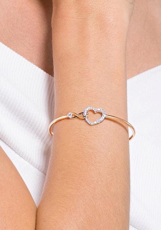 Swarovski Armreif »Herz/Unendlichkeitsschleife, Infinity Heart, weiss, Metallmix, 5518869«, mit Swarovski® Kristall