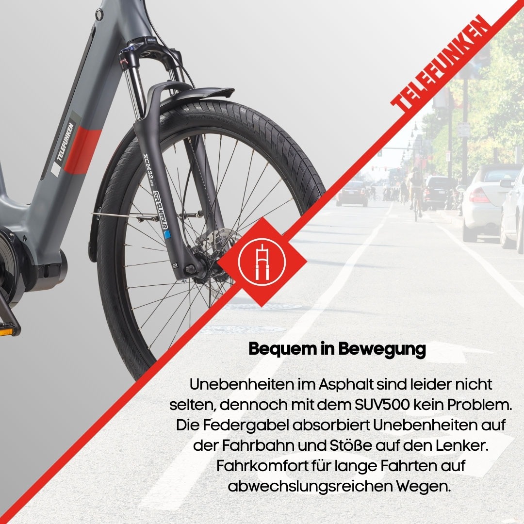 Telefunken E-Bike »SUV500«, 7 Gang, Shimano, Mittelmotor 250 W, (27,5 Zoll, Straßenzulassung, Scheibenbremsen), Pedelec, Elektrofahrrad für Damen u. Herren