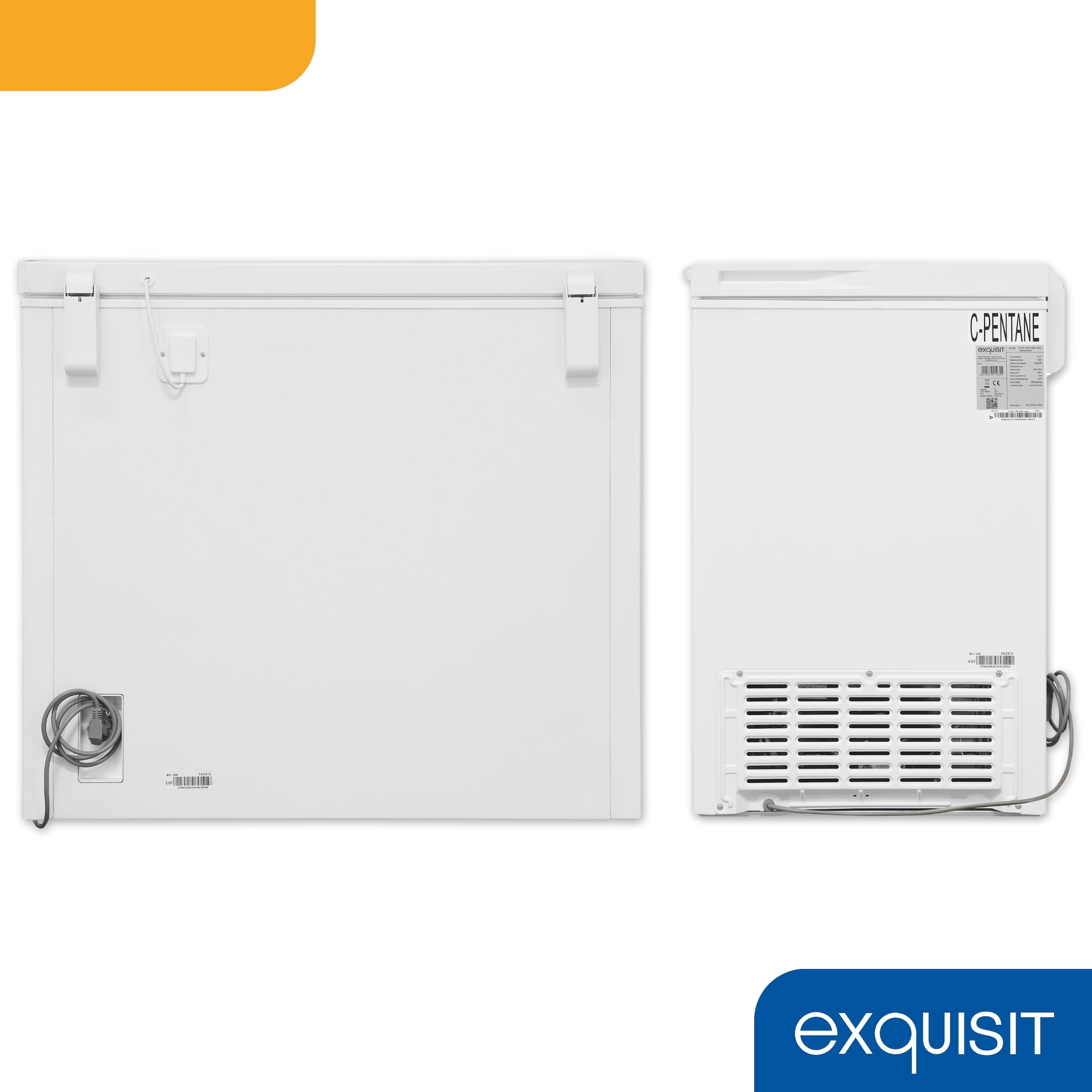 exquisit Gefriertruhe »GT201-HE-040E weiss« 88,6 cm hoch 93,4 cm breit Kompaktes Kühlen und Gefrieren – platzsparend in einem Gerät.