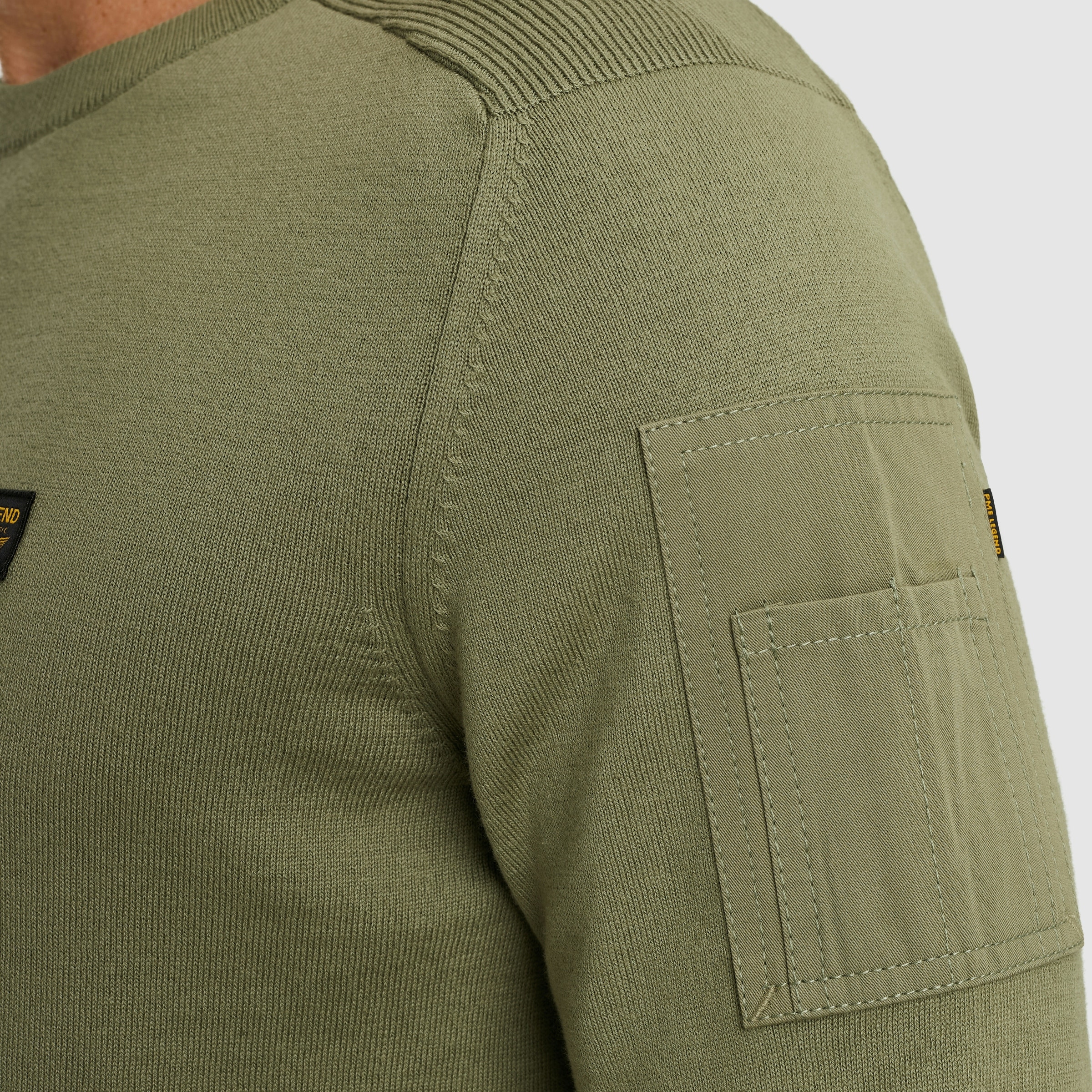PME LEGEND Rundhalspullover mit Logo Stickerei