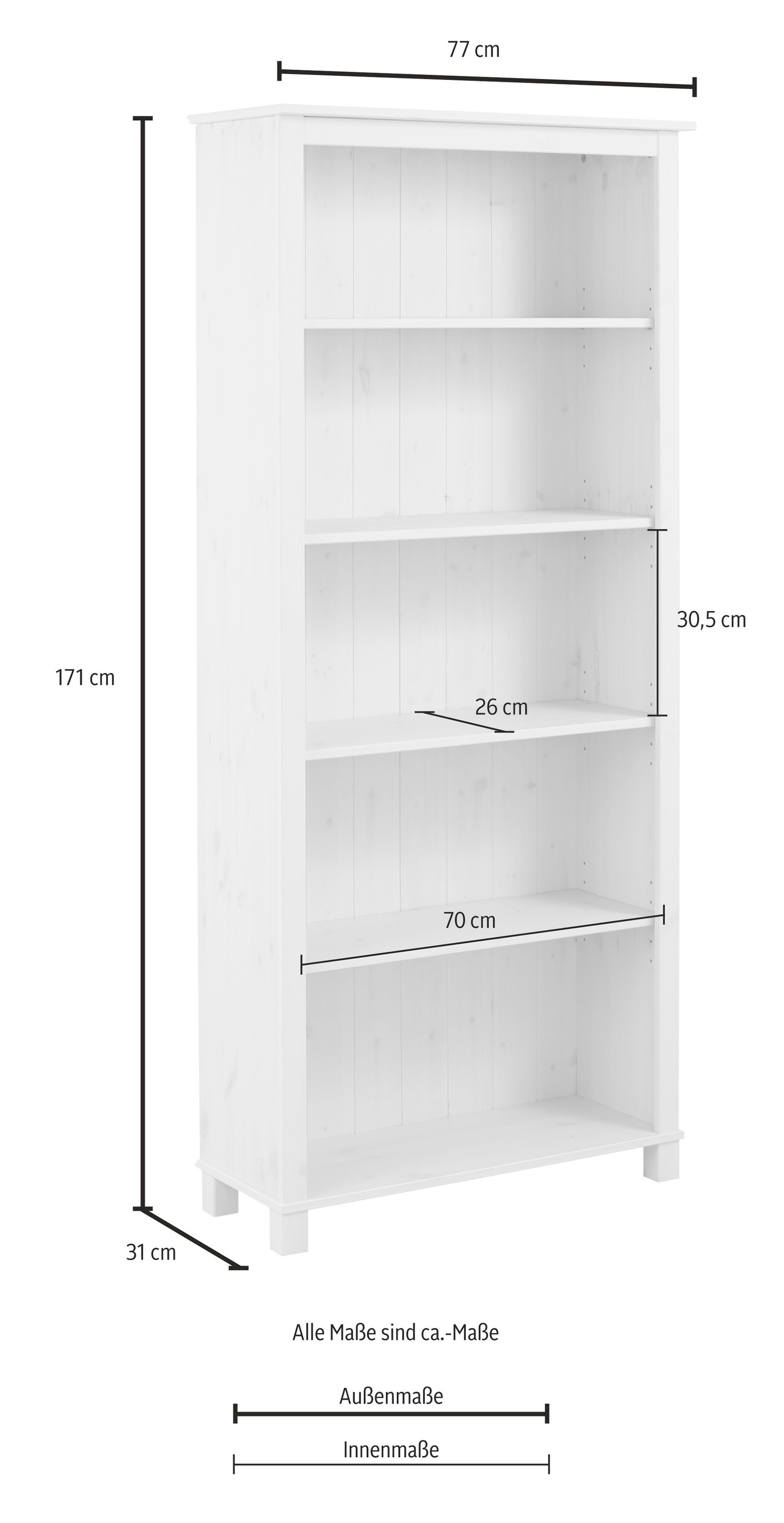 Home affaire Regal »Pivo«, aus massivem schönen Kiefernholz, Höhe 171 cm