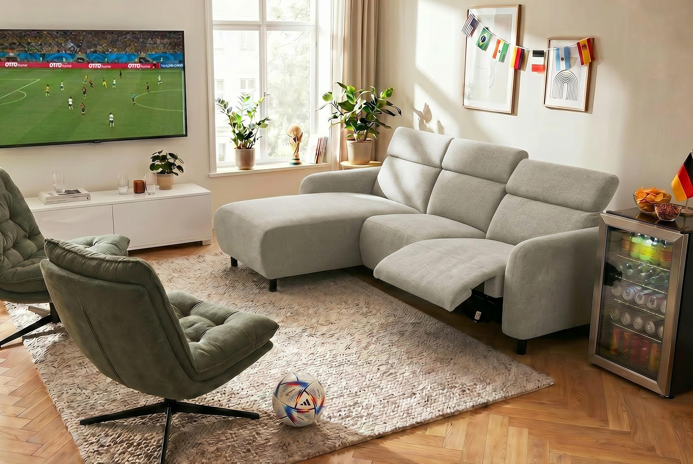 OTTO home Ecksofa »SKAANE Struktur, L-Form, 274 cm, manuelle/elektrische Relaxfunktion,« 274 cm, mit Kopfteilverstellung und man. oder elektr. Relaxfunktion