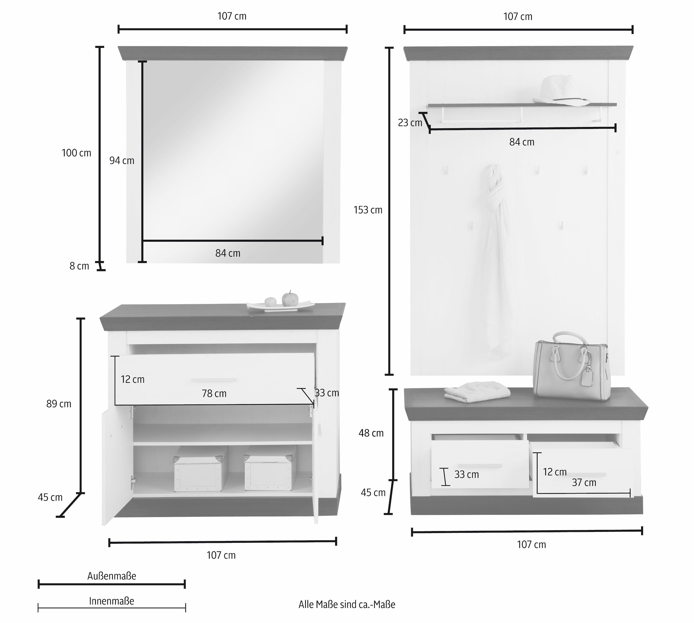 Home affaire Garderoben-Set »Siena«, (Set, 4 St.)