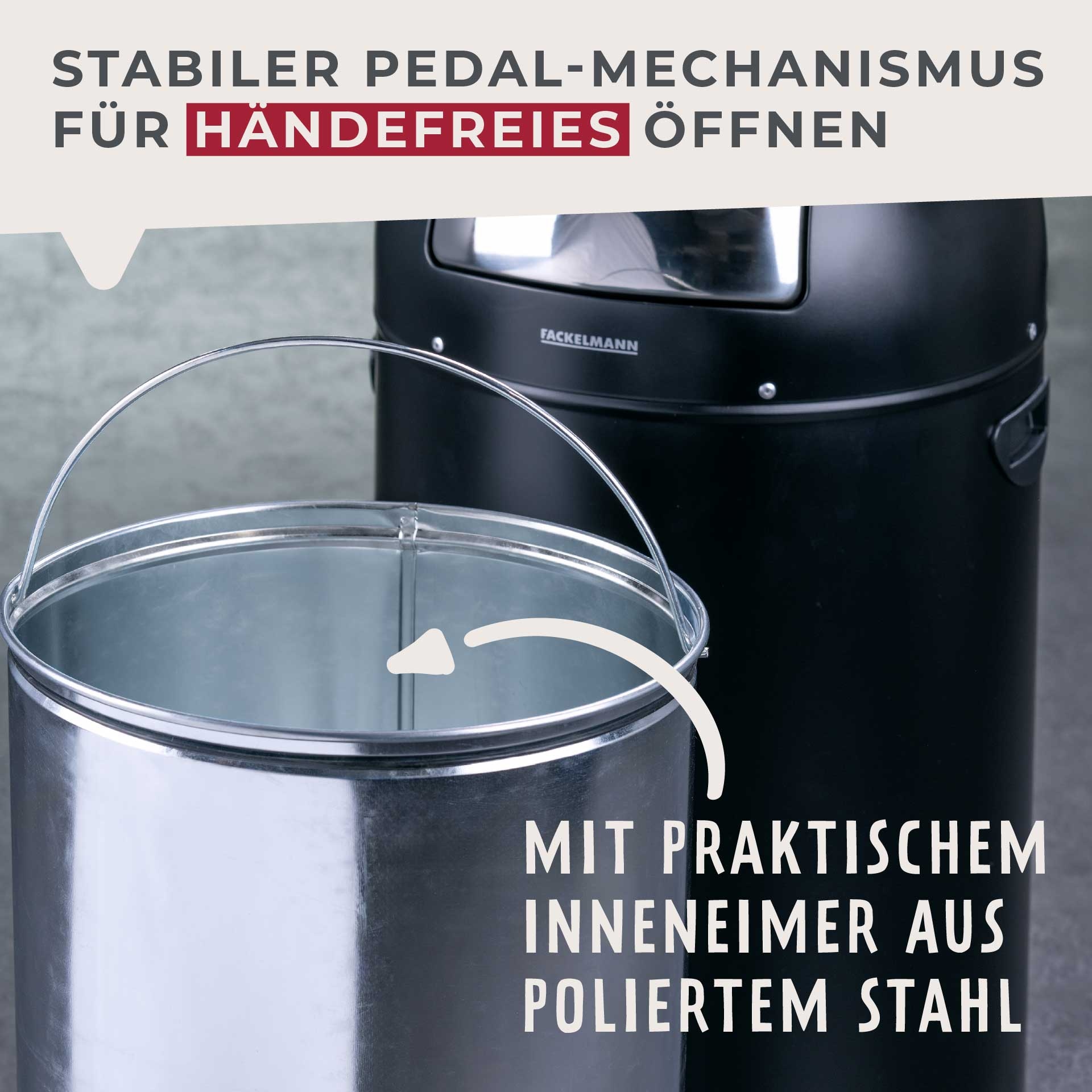 FACKELMANN Mülleimer »ROME, Pedal-Abfalleimer 33L« 1 Behälter Retro-Design, mit robustem Pedalmechanismus und Edelstahl-Inneneimer