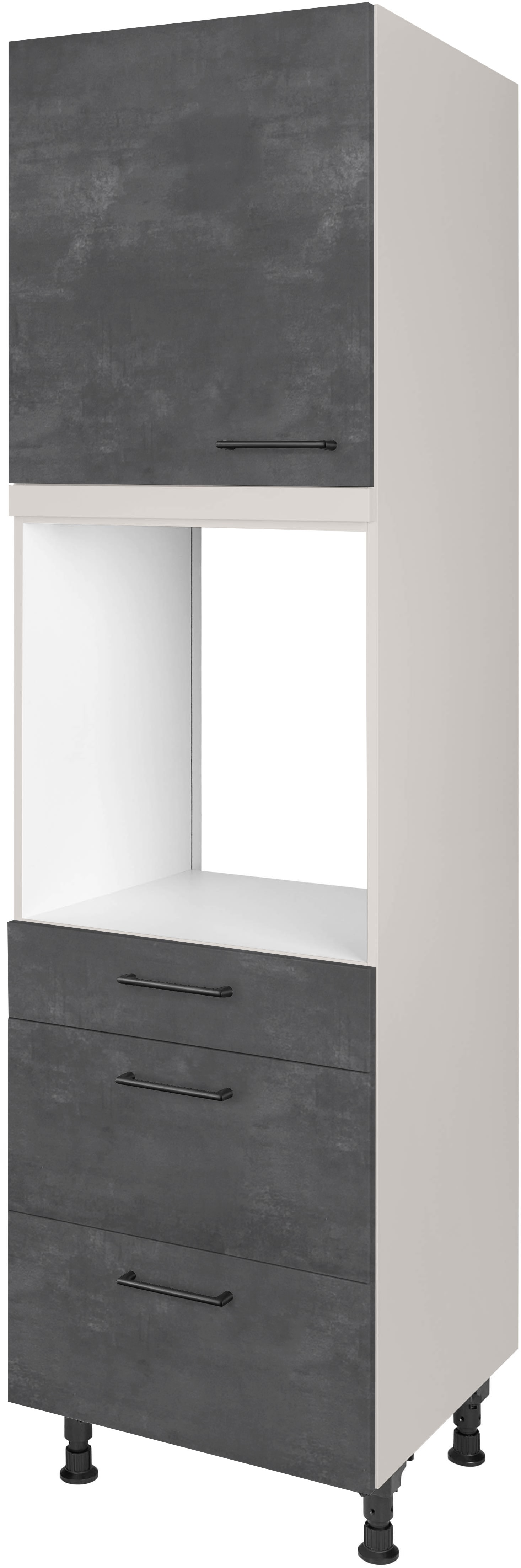 nobilia Backofenumbauschrank ""MIAMI", Ausrichtung wählbar, mit Schublade und zwei Auszügen und" einer Tür, vormontiert, Breite/Höhe: 60/216,6 cm