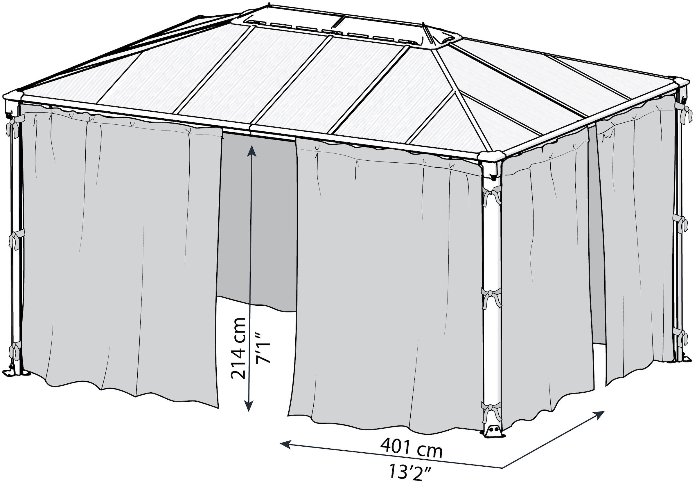 Palram - Canopia Pavillonseitenteil, Insektenschutznetz 217 x 401cm