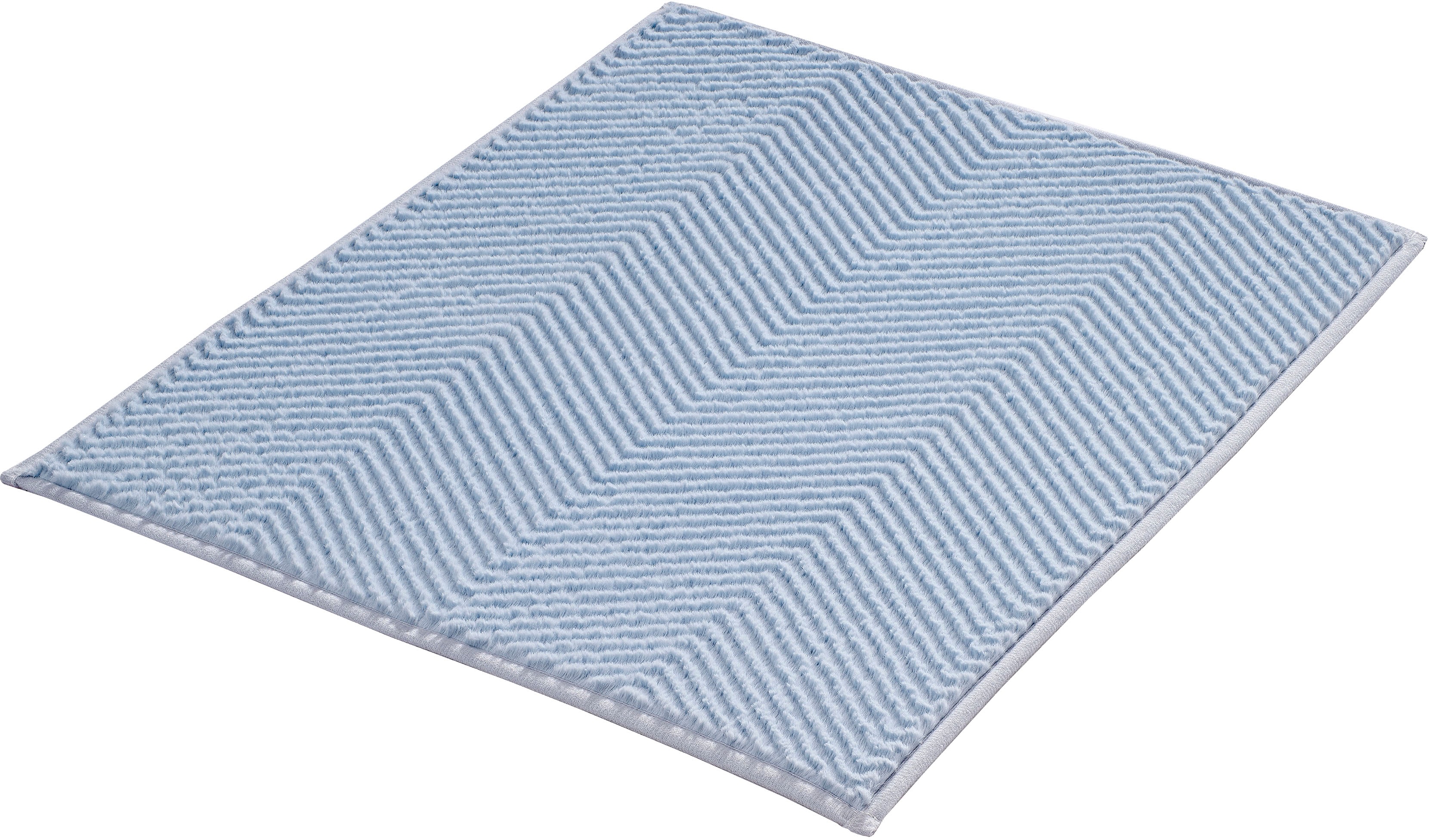 Kleine Wolke "Zigzag, Badvorleger, Badezimmer Teppich" Höhe 10 mm rutschhemmend beschichtet fußbodenheizungsgeeignet Badteppich, Uni-Farben, modernes Zickzack Muster