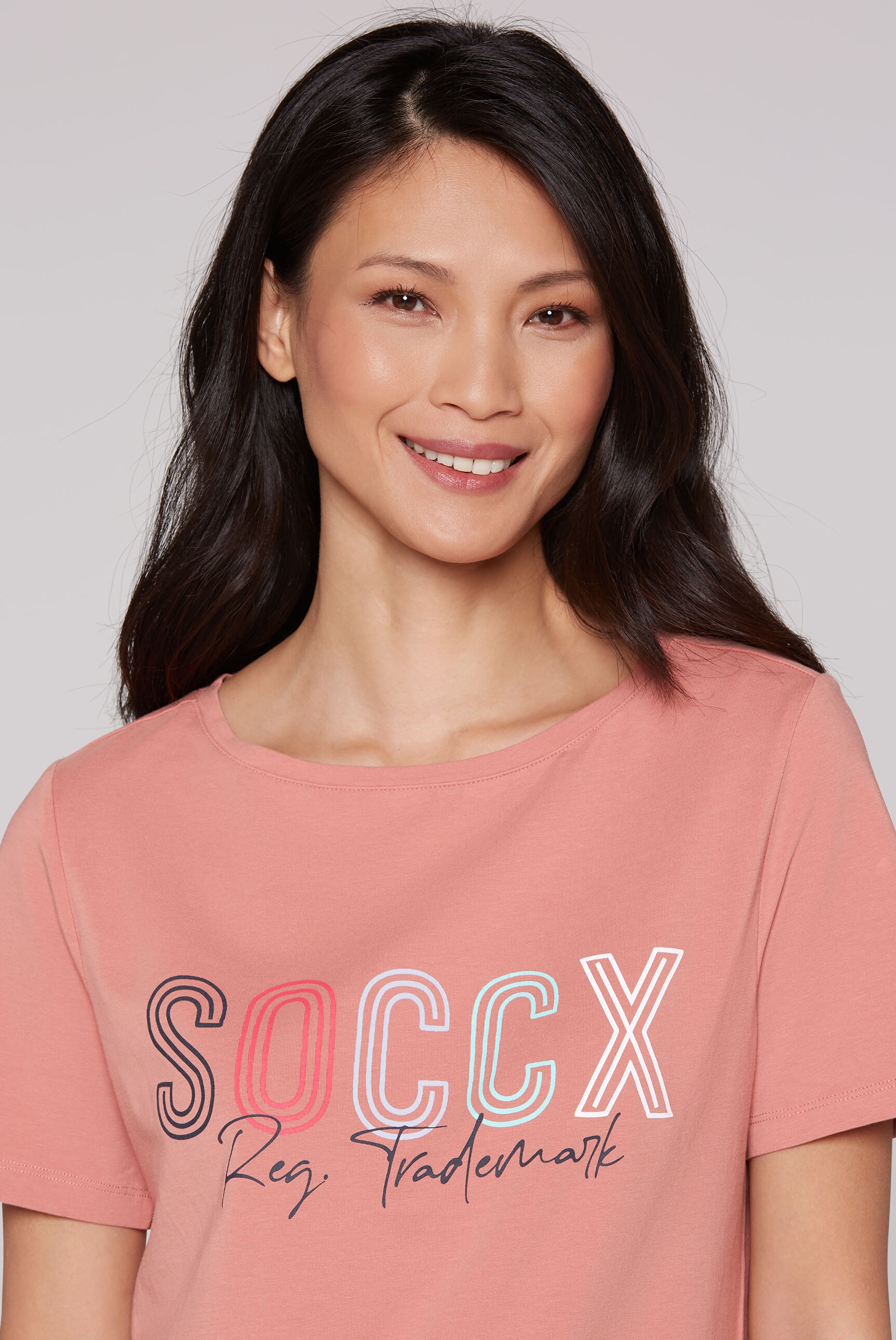 SOCCX Rundhalsshirt, mit U-Boot-Ausschnitt