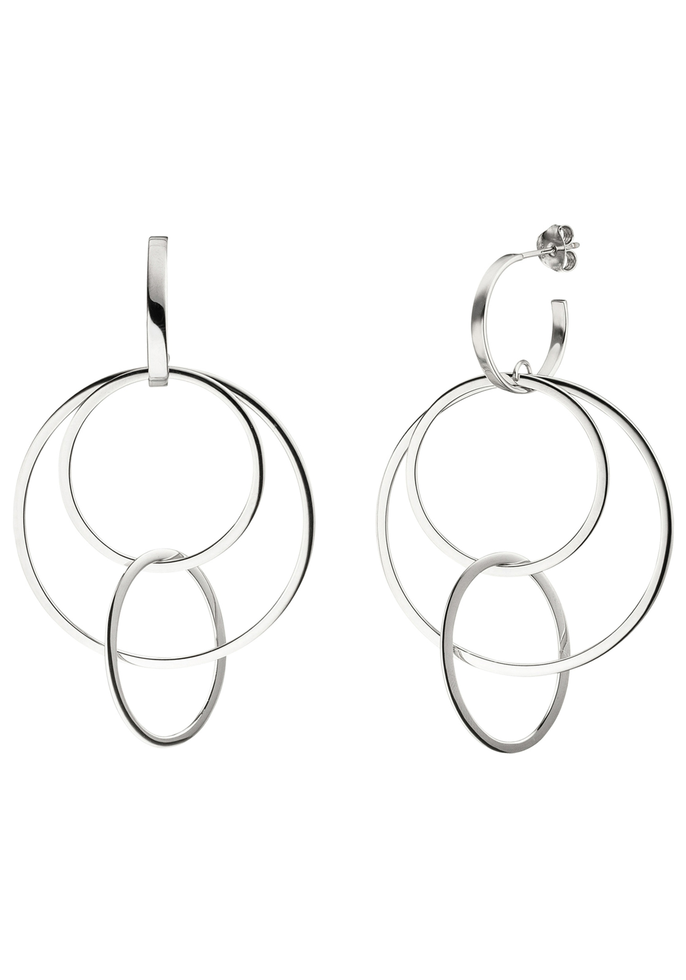 Paar Creolen JOBO, silber (silber 925), Ohrringe, Damen, Silber 925 (Sterlingsilber), 925 Silber 8