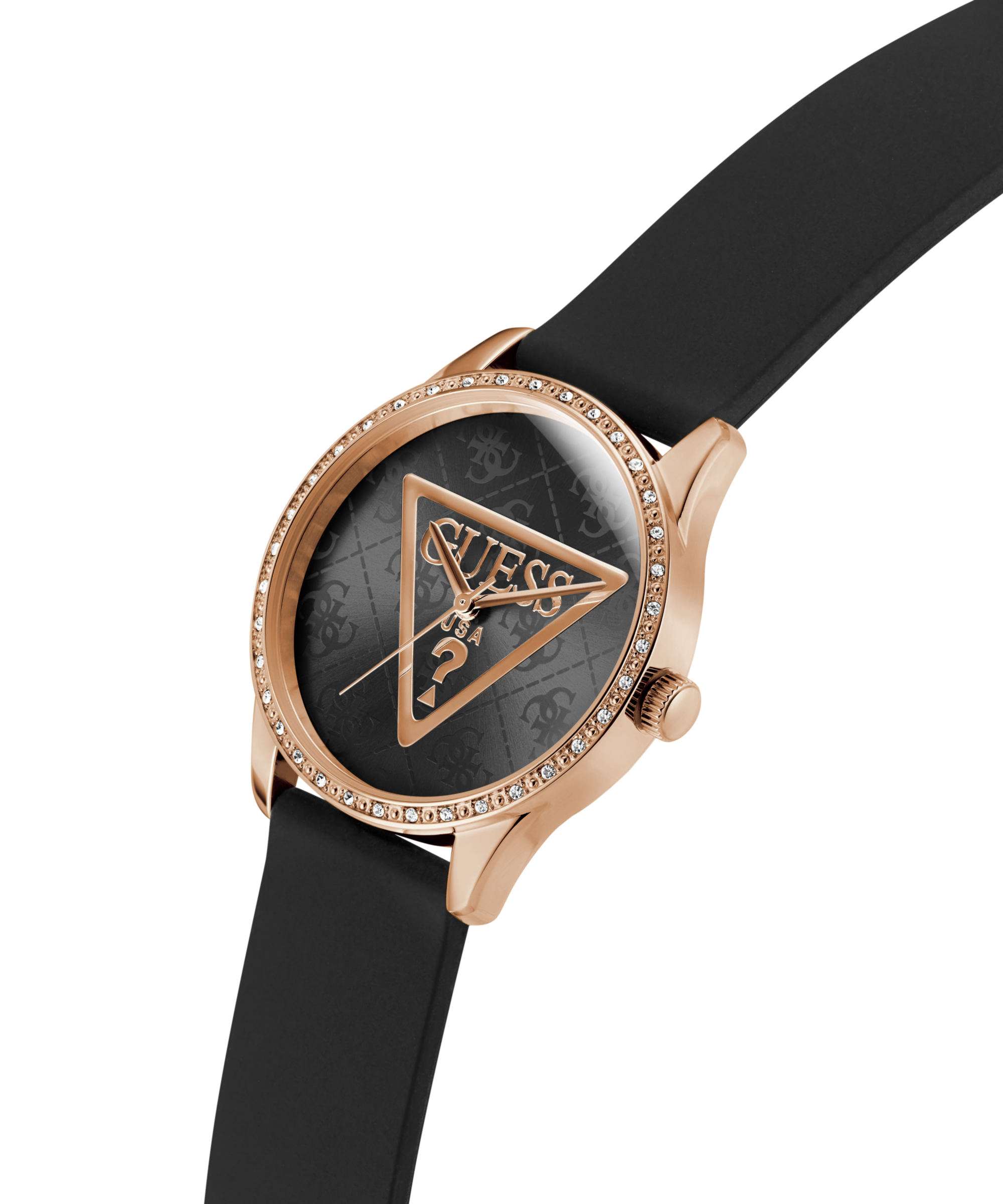 Guess Quarzuhr »ROXY« Armbanduhr, Damenuhr, Silikonarmband, Kristallglas