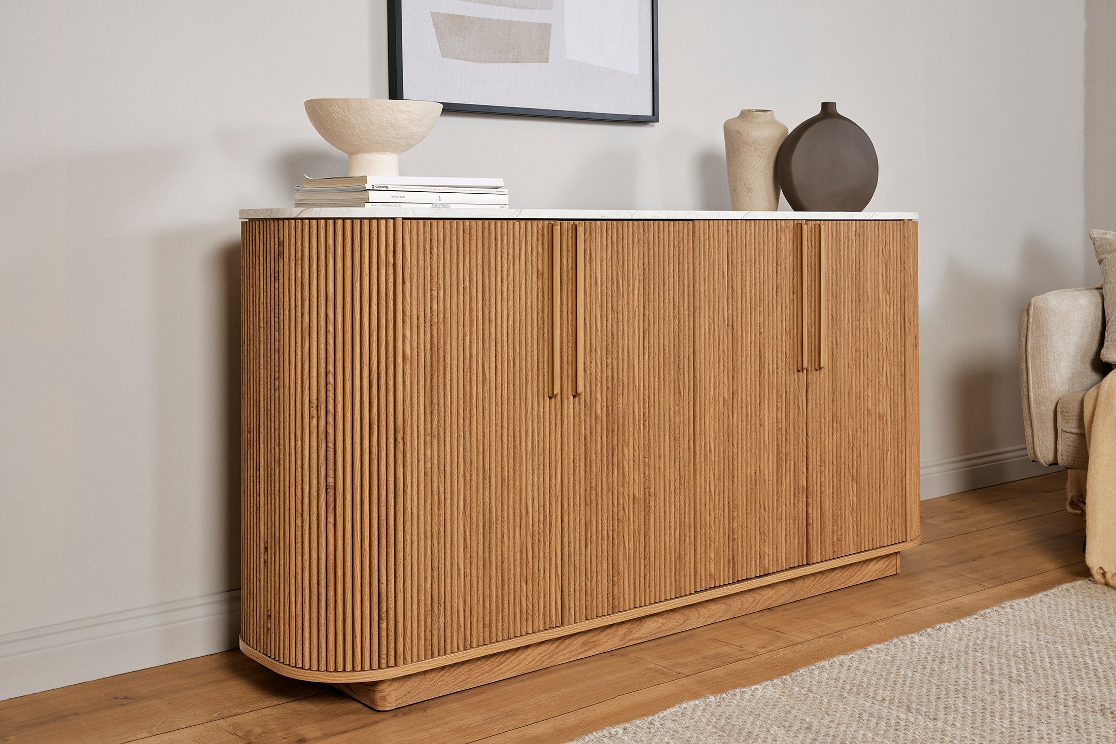 Jahnke Sideboard »STRING SB 160«, (1 St.), Sideboard, 4-türig, Marmor-Look, Breite 159,5 cm