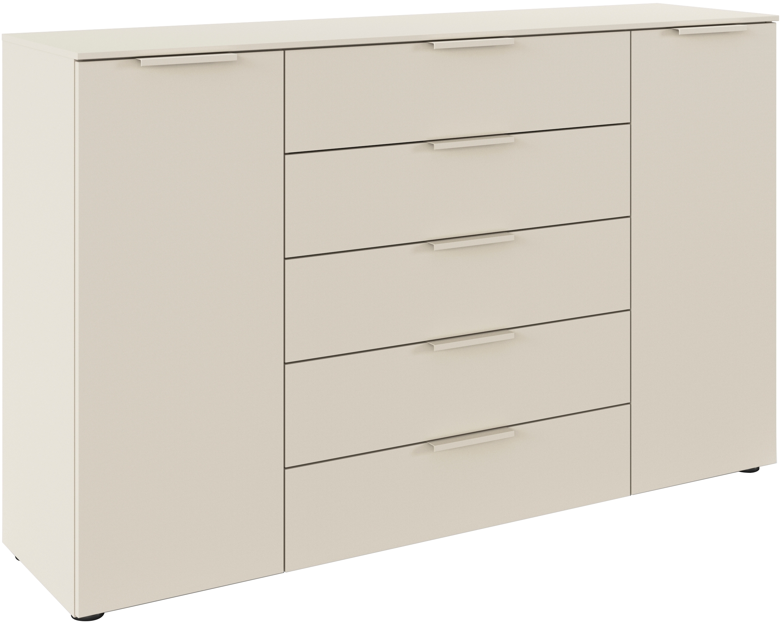 rauch Schubkastenkommode "Flipp Schubladenkommode Wäscheschrank Schrank" Breite 160/180 cm mit 4 Einlegeböden, 2-türig mit 5 Schubladen und Soft-Close-Funktion in zwei Breiten