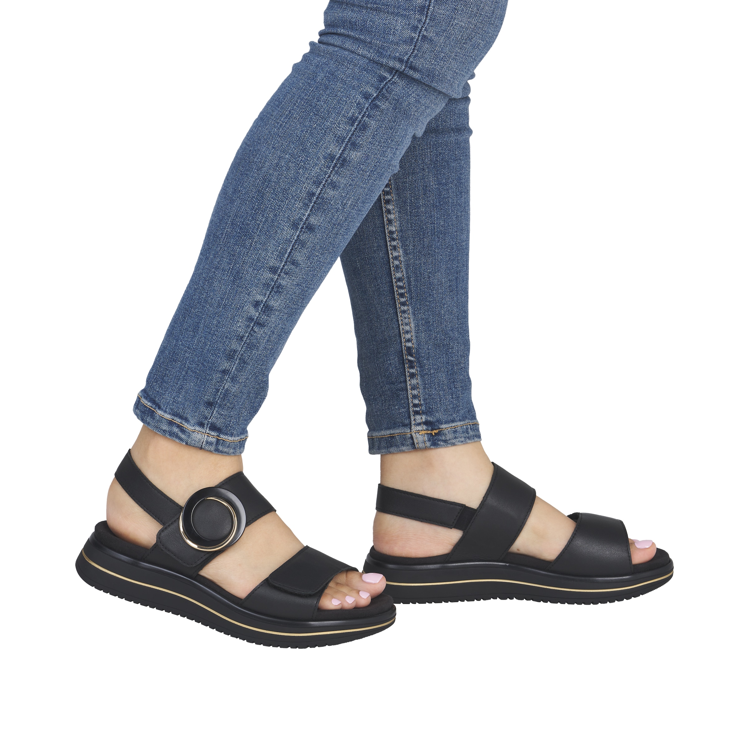 Remonte Plateausandale  Sommerschuh, Sandalette mit Softfußbett und zwei Klettverschlüssen